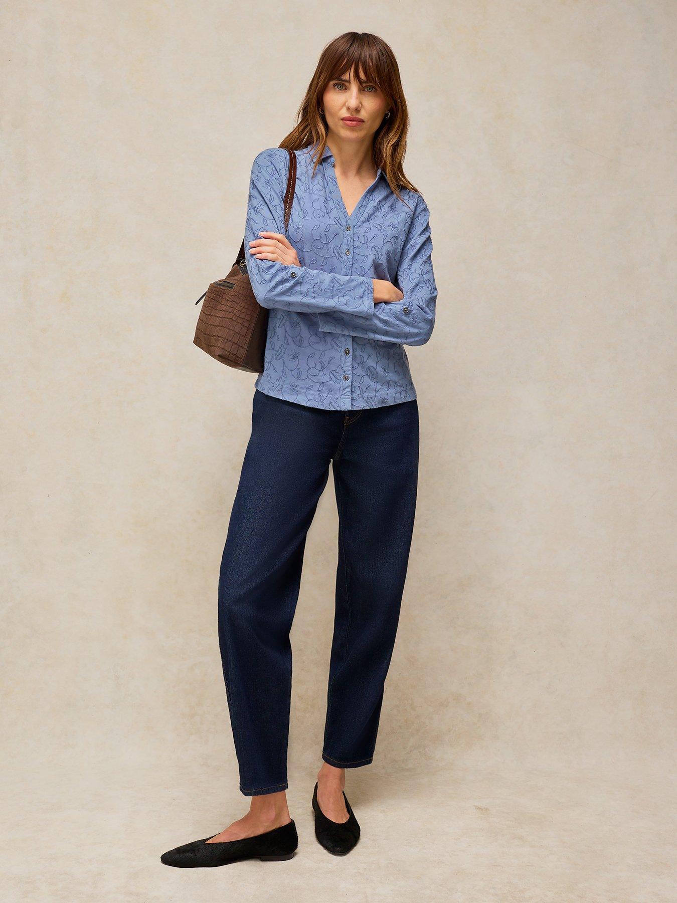 Image 3 of 5 of White Stuff Annie Embroidered Shirt - Blue