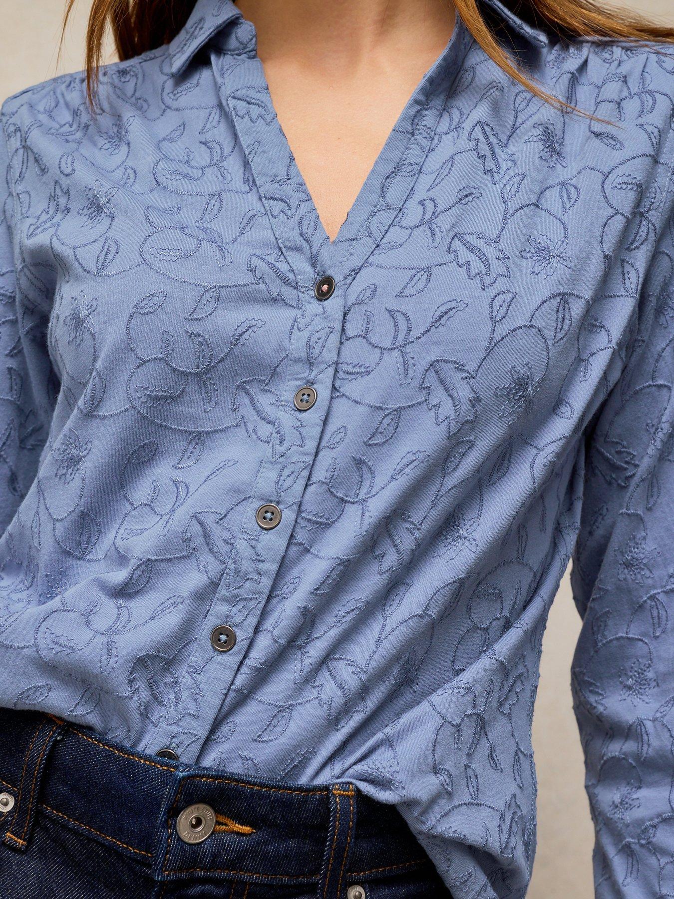 Image 4 of 5 of White Stuff Annie Embroidered Shirt - Blue