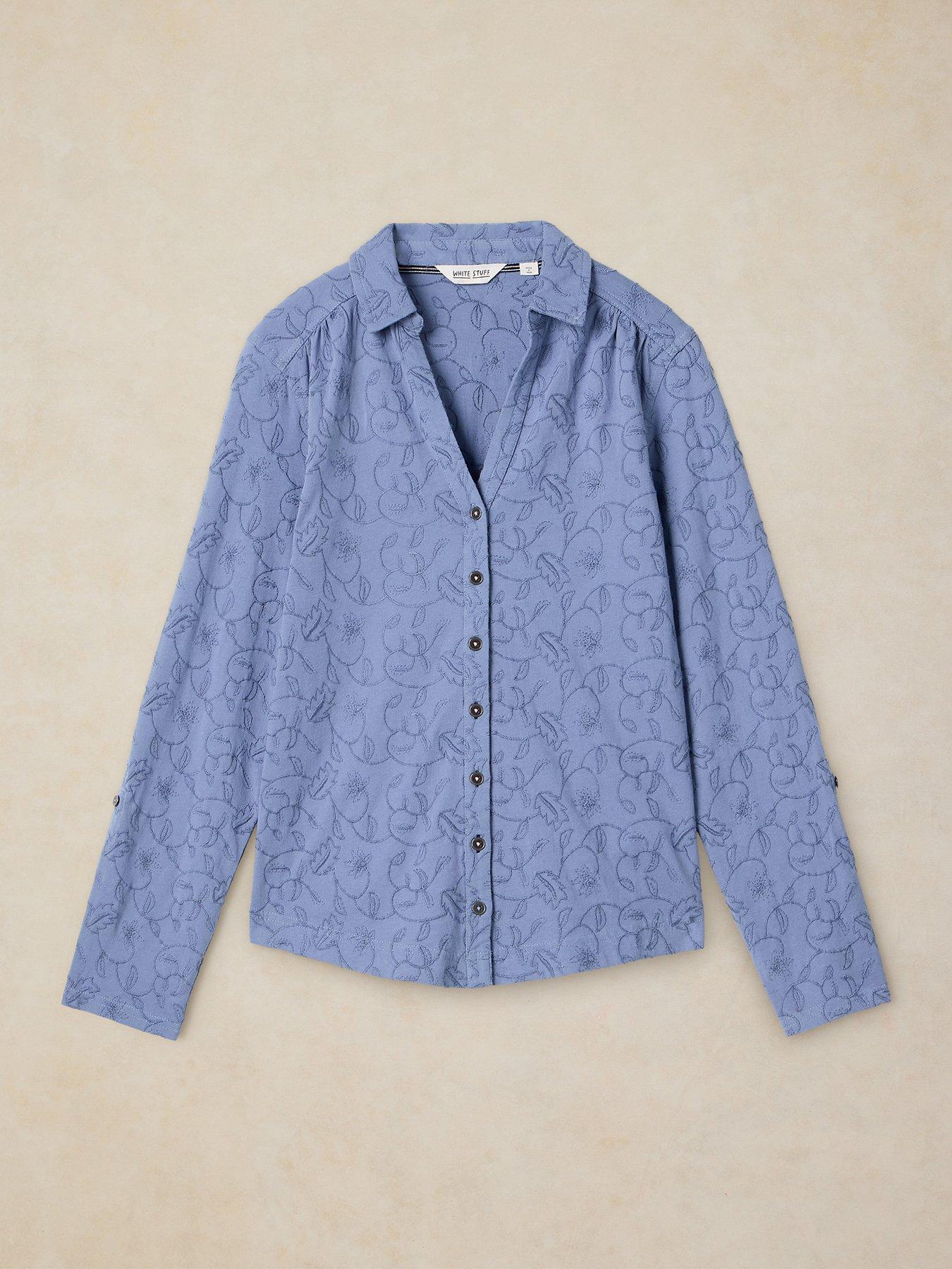 Image 5 of 5 of White Stuff Annie Embroidered Shirt - Blue