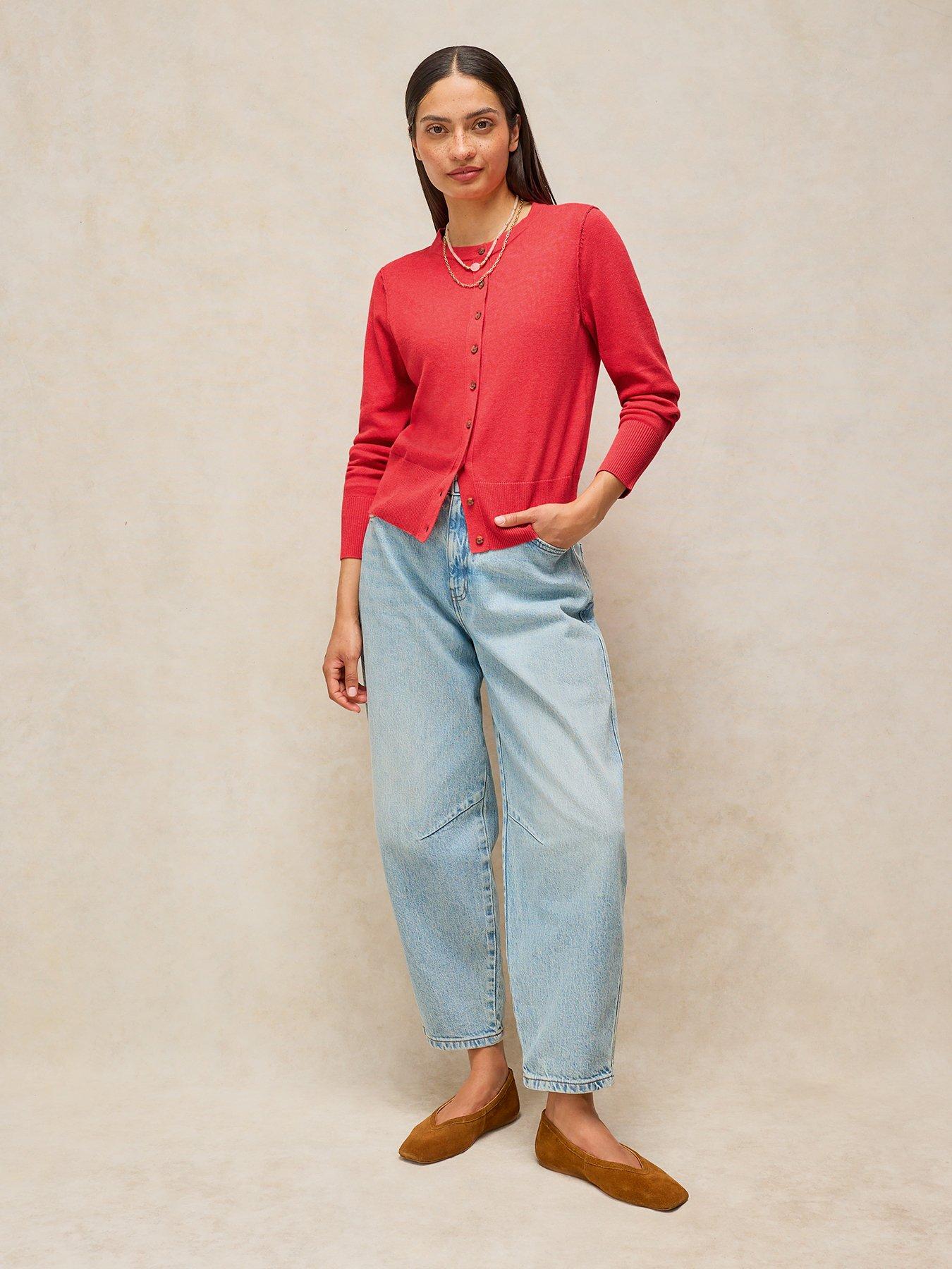 Image 3 of 5 of White Stuff Lois Crew Neck Cardigan - Red