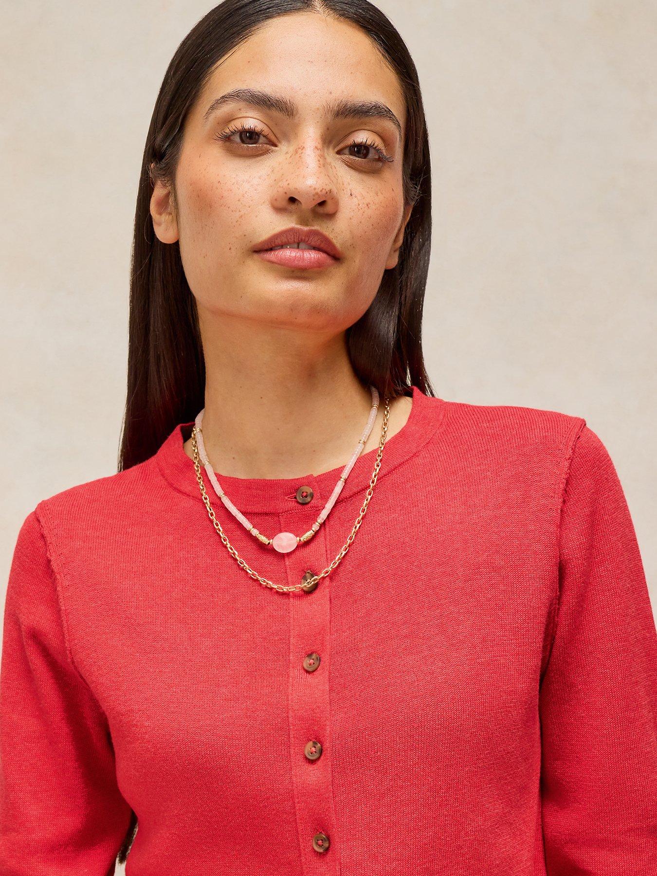 Image 4 of 5 of White Stuff Lois Crew Neck Cardigan - Red