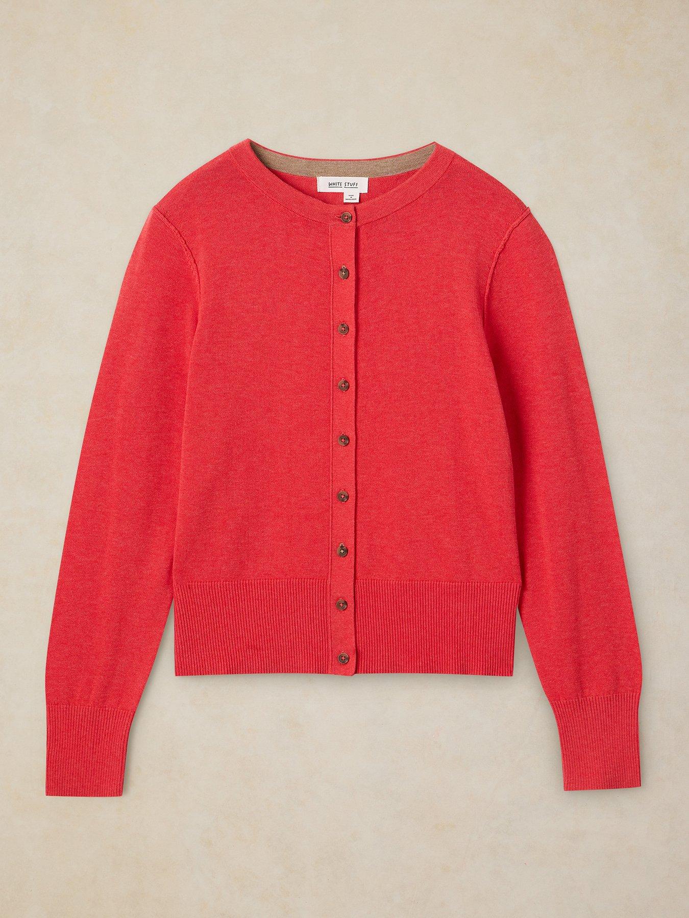 Image 5 of 5 of White Stuff Lois Crew Neck Cardigan - Red