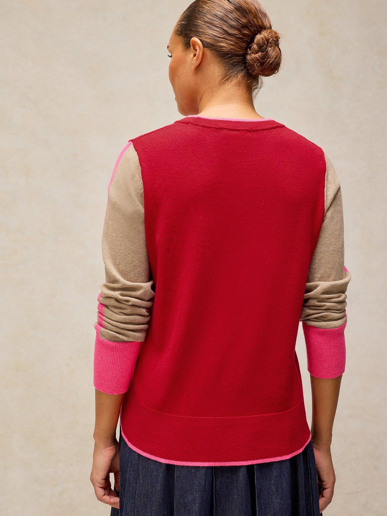 Image 2 of 5 of White Stuff Katie Colour Block Knitted Jumper - Red