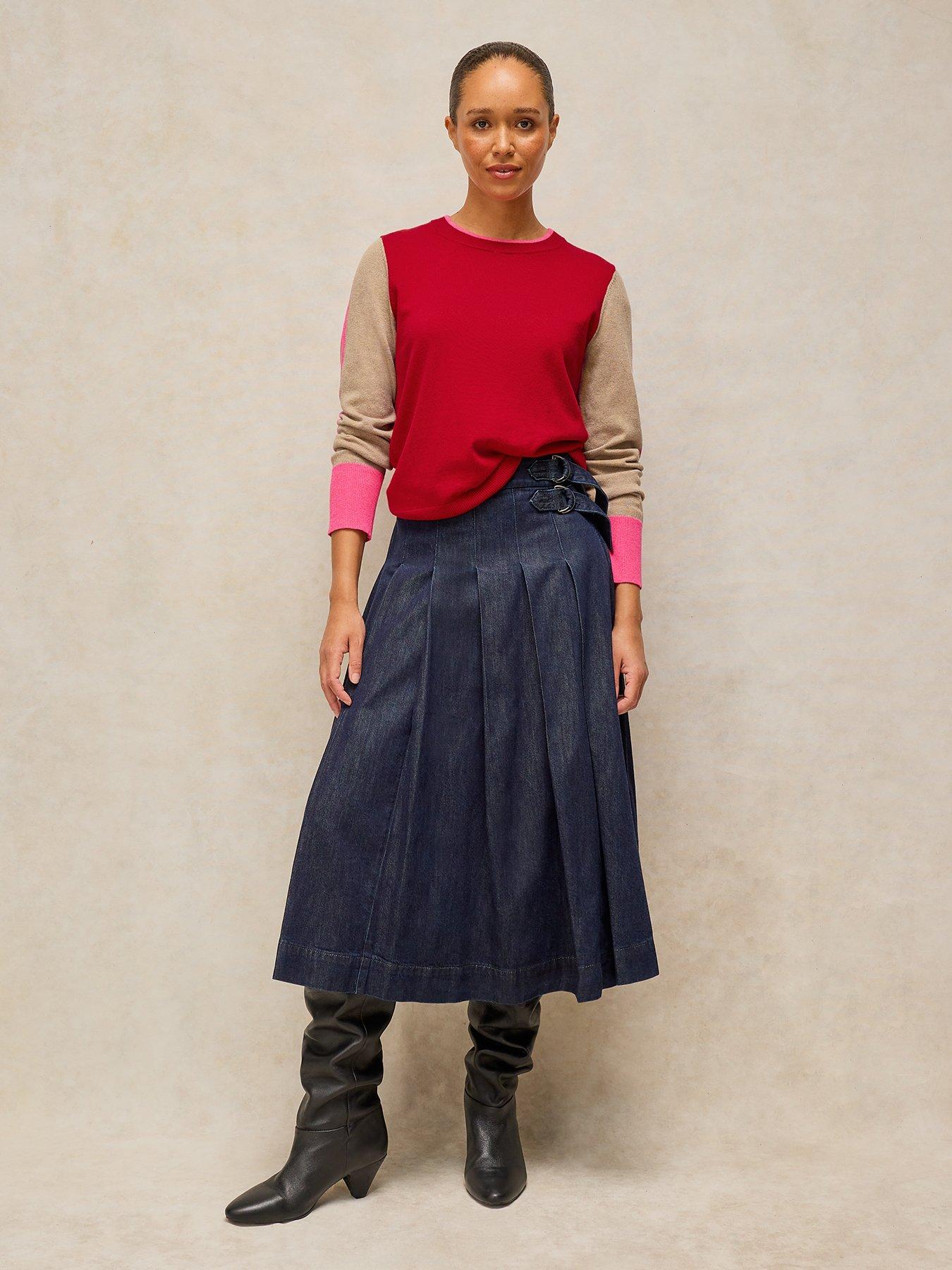 Image 3 of 5 of White Stuff Katie Colour Block Knitted Jumper - Red