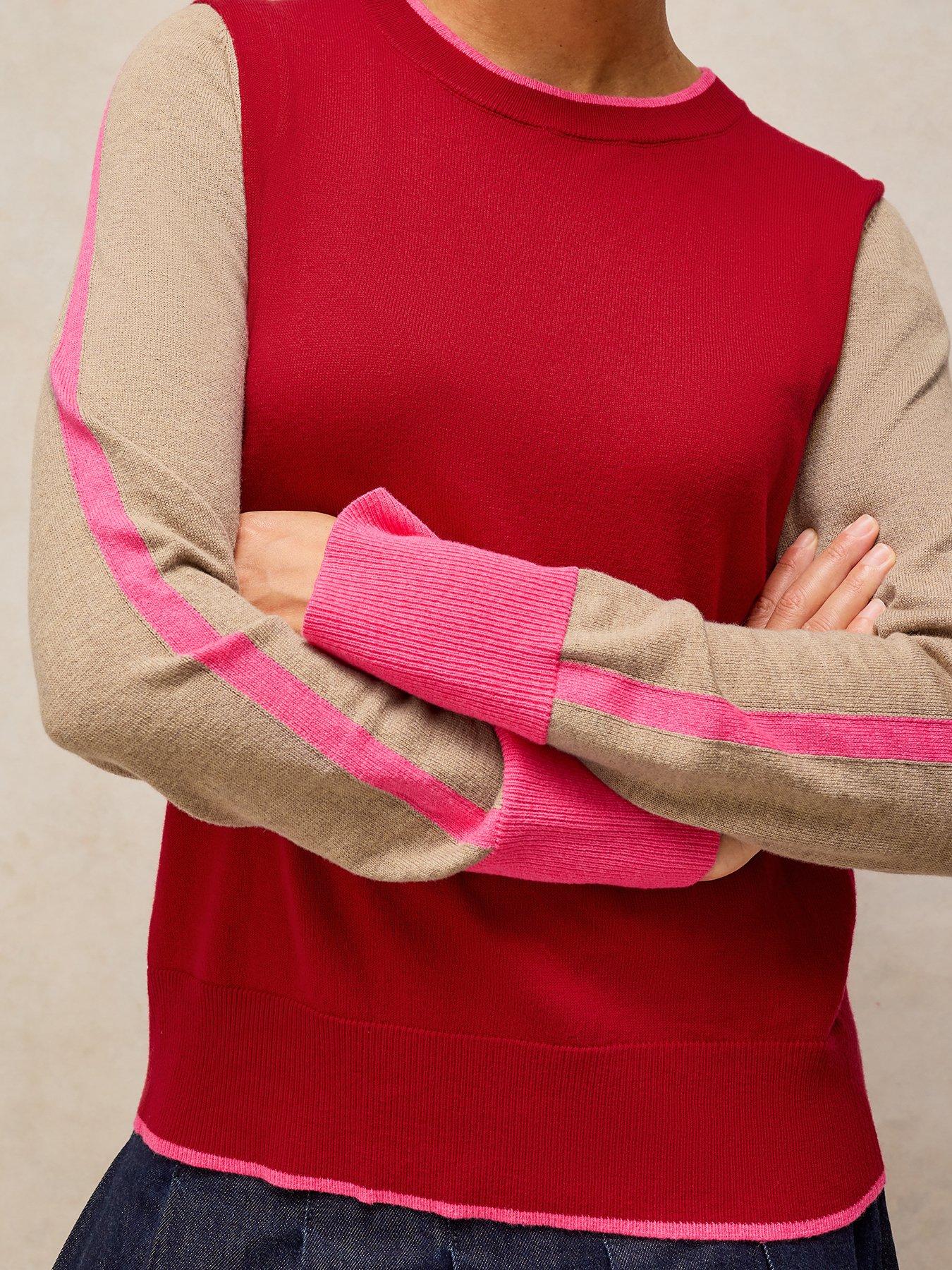 Image 4 of 5 of White Stuff Katie Colour Block Knitted Jumper - Red