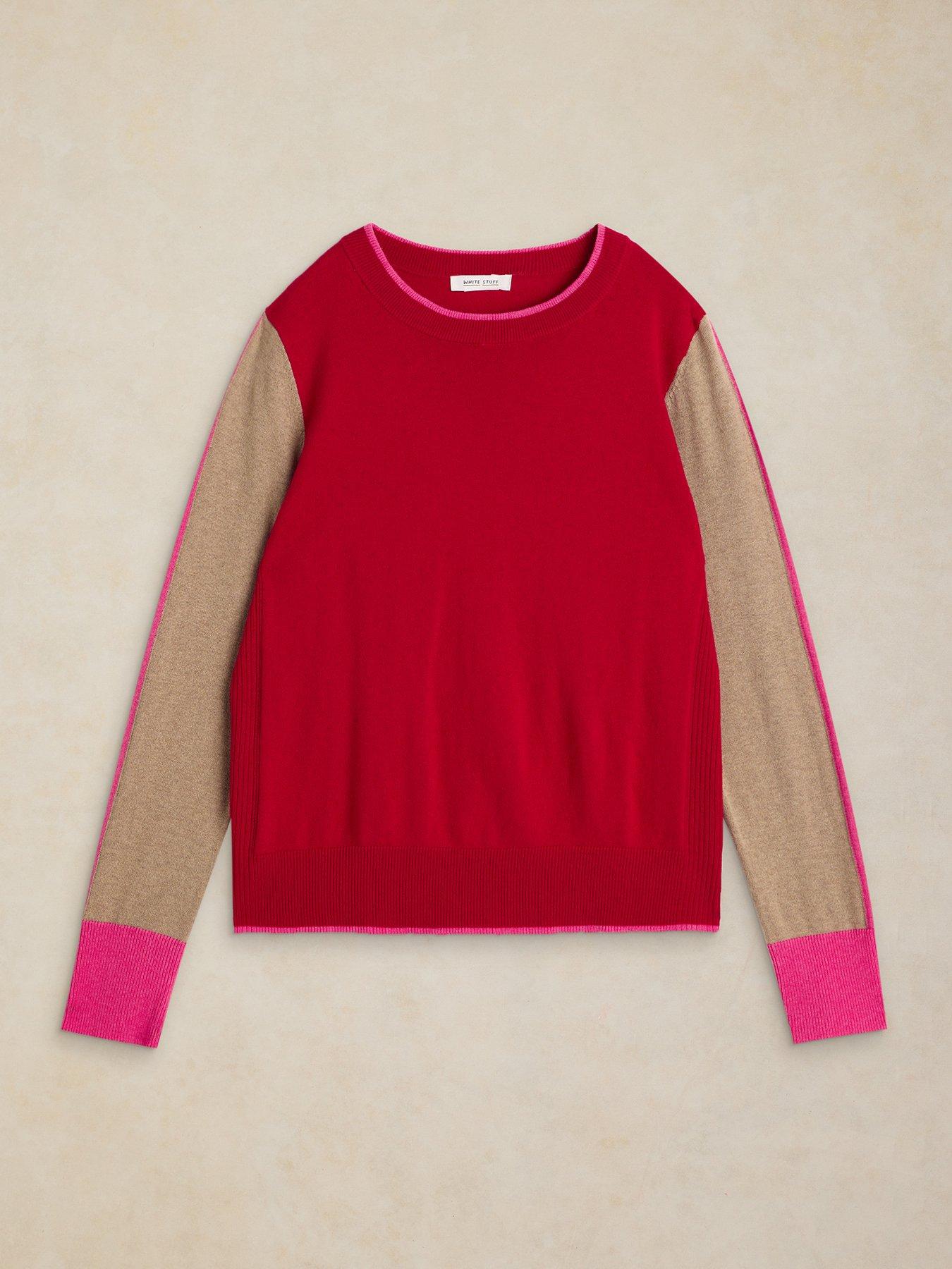 Image 5 of 5 of White Stuff Katie Colour Block Knitted Jumper - Red