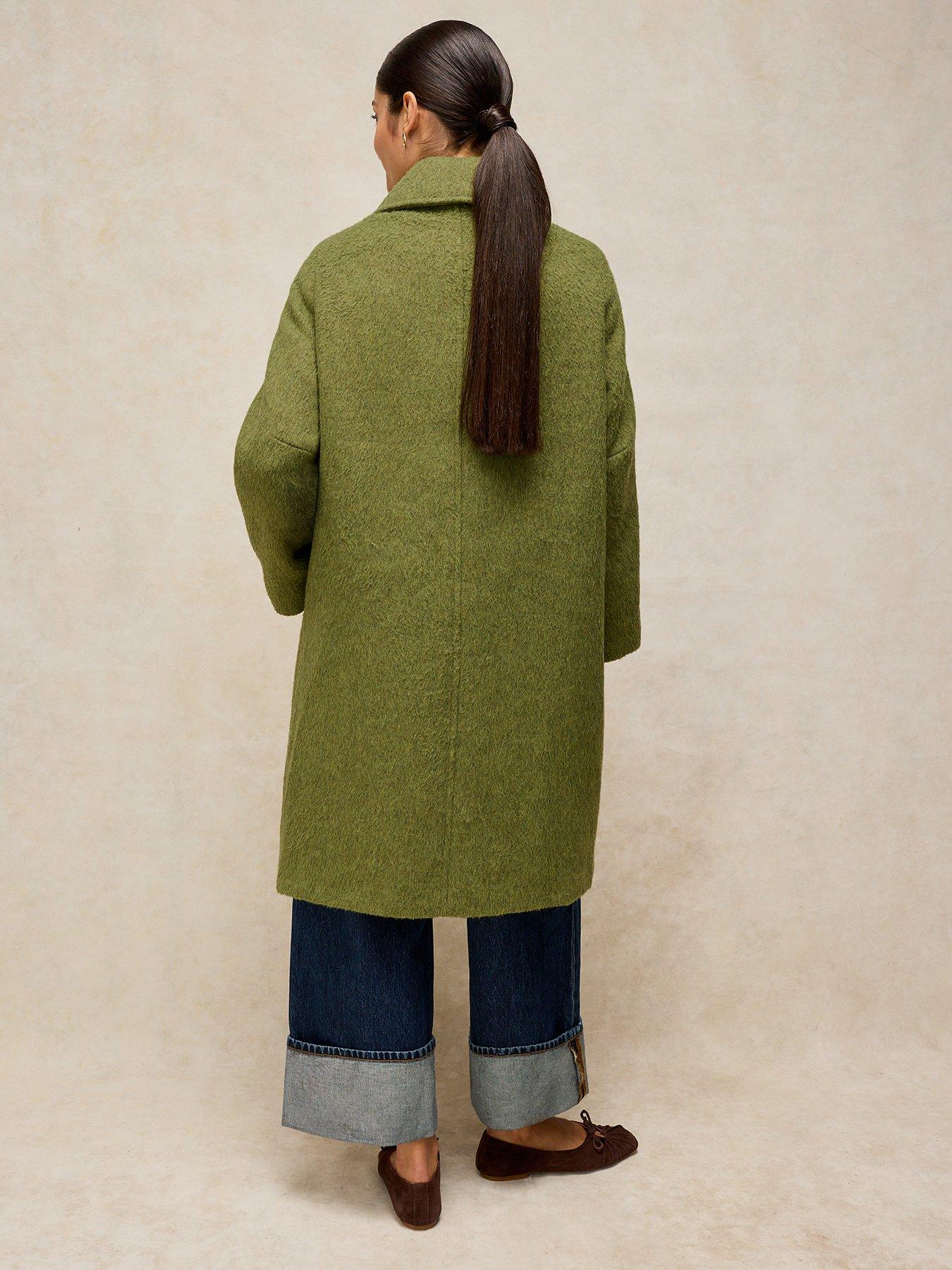 Image 2 of 6 of White Stuff Kelsey Wool Blend Longline Coat - Green