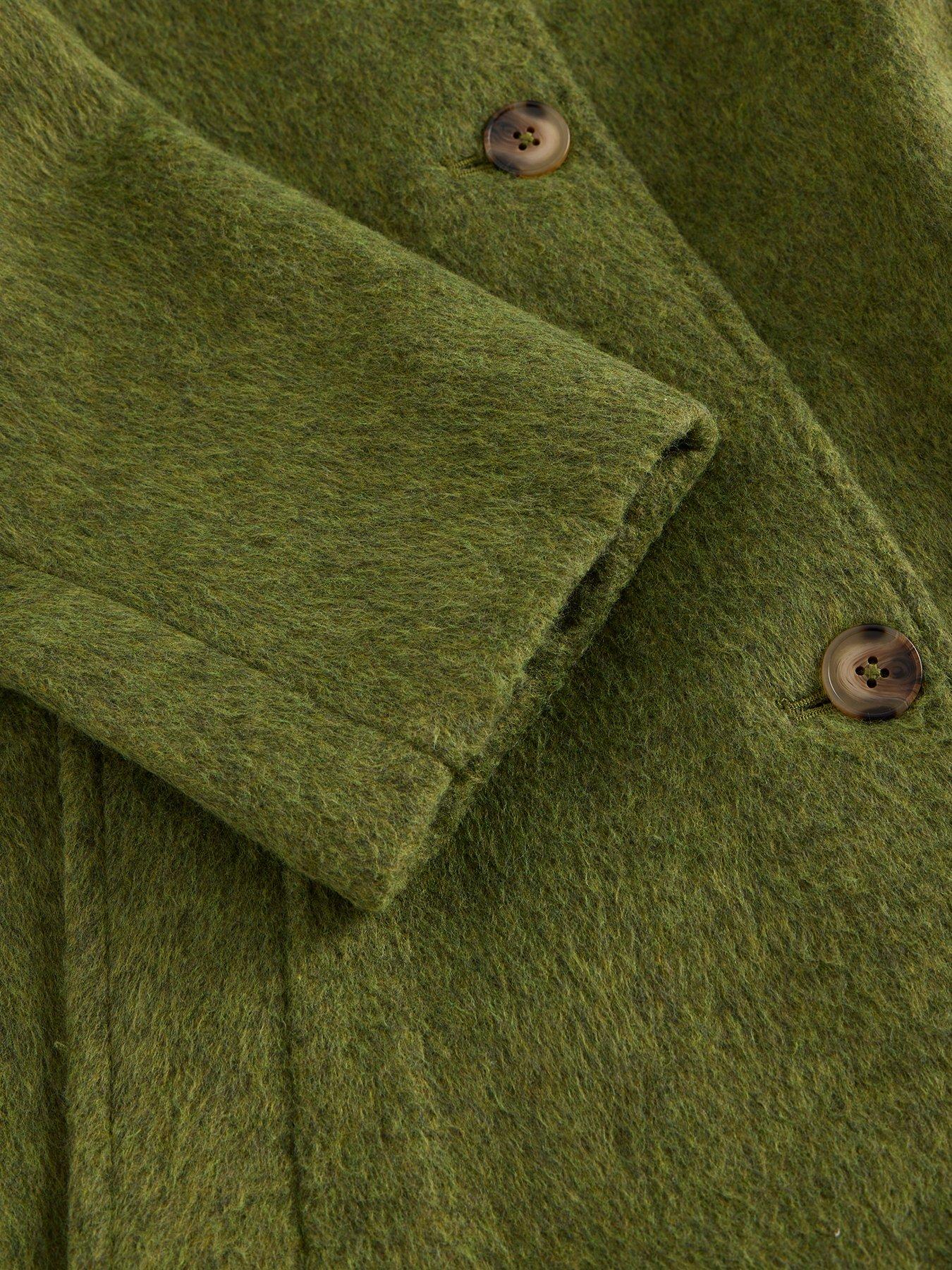 Image 6 of 6 of White Stuff Kelsey Wool Blend Longline Coat - Green