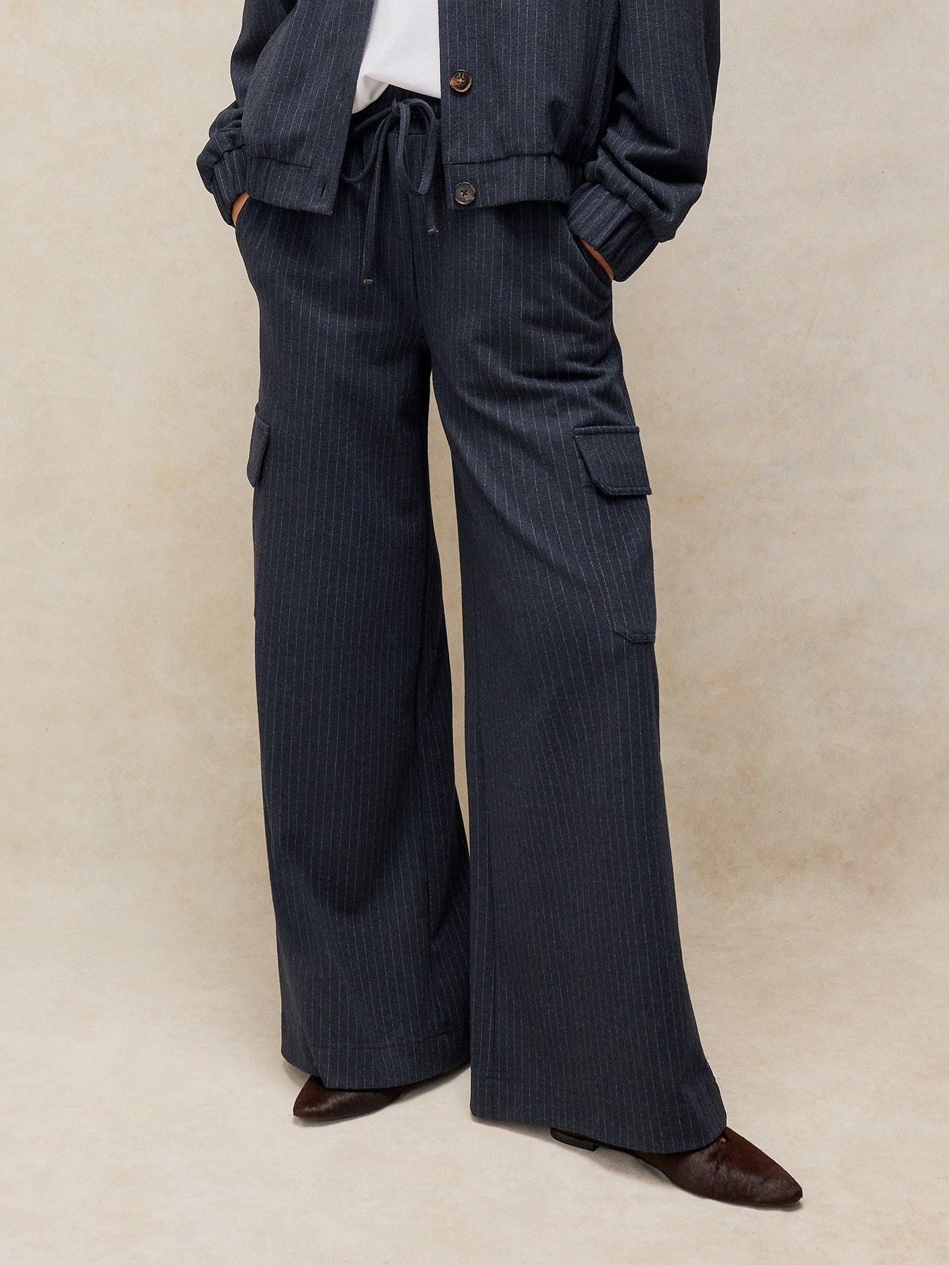 White Stuff Teagan Stripe Wide Leg Trousers - Blue