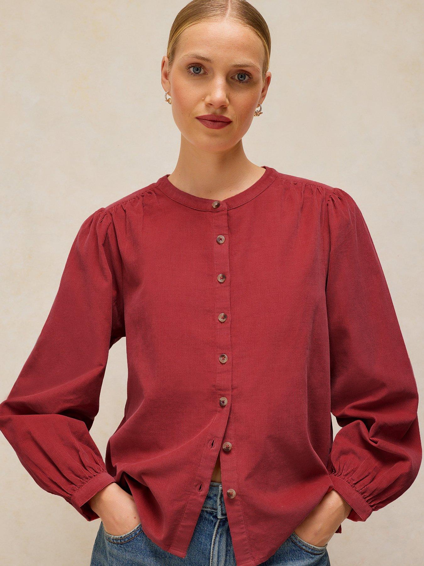 White Stuff Lana Baby Cord Button Front Blouse - Red