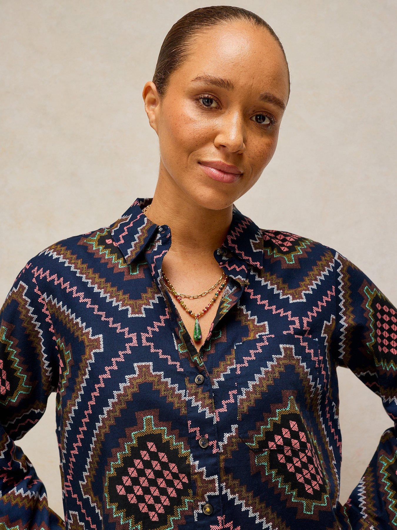 Image 4 of 5 of White Stuff Libby Cotton Shirt - Blue