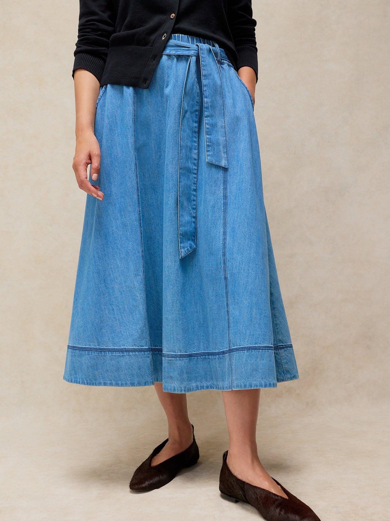 White Stuff Krystin Denim Midi Skirt - Blue