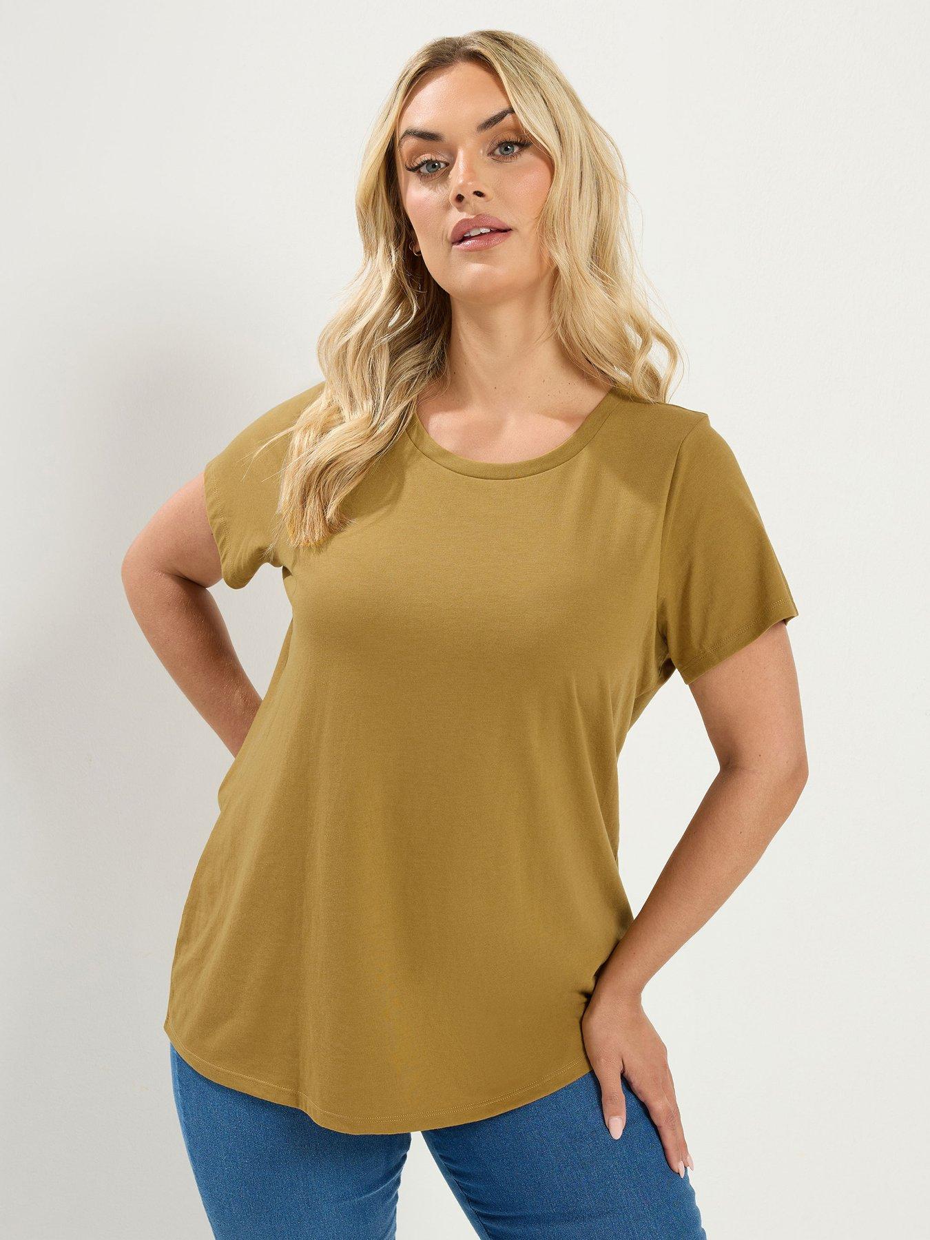 Yours Curve 3 Pack Short Sleeve Core Basic T-Shirts - Green