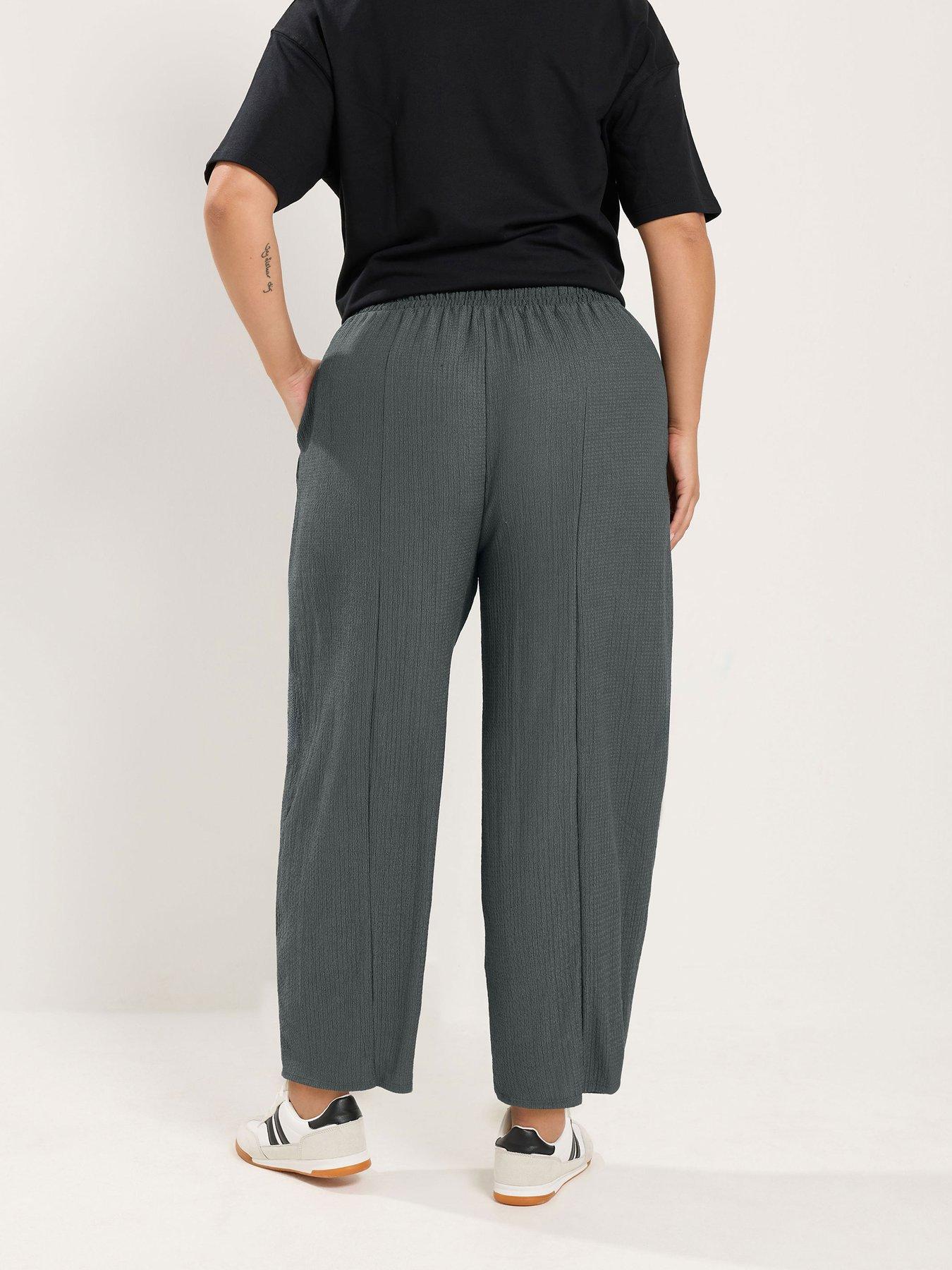 Image 2 of 4 of Yours Curve Crinkle Barrel Trouser Regular - Grey