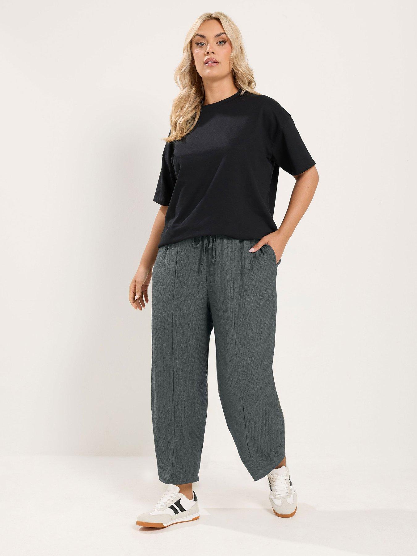 Image 3 of 4 of Yours Curve Crinkle Barrel Trouser Regular - Grey