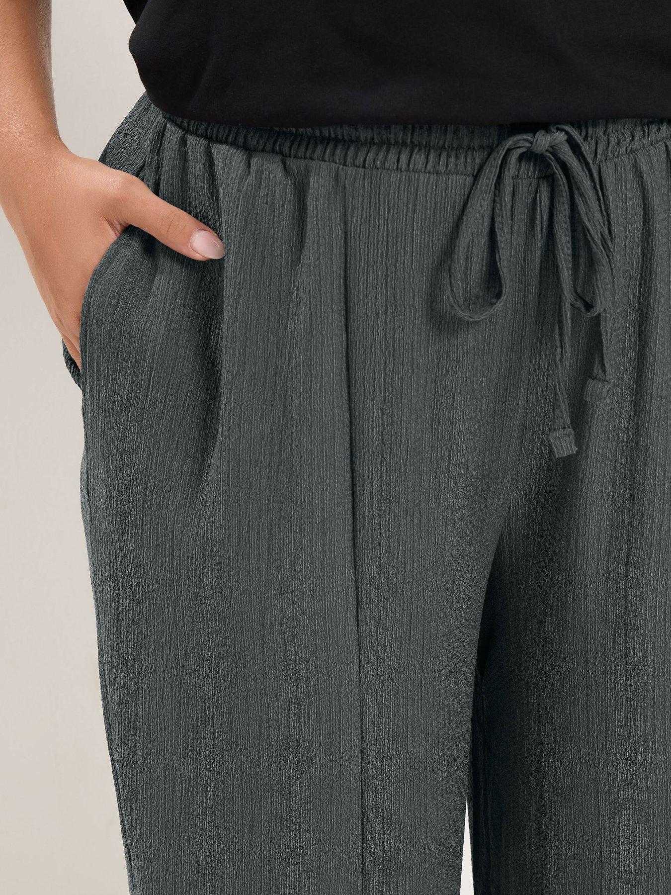 Image 4 of 4 of Yours Curve Crinkle Barrel Trouser Regular - Grey
