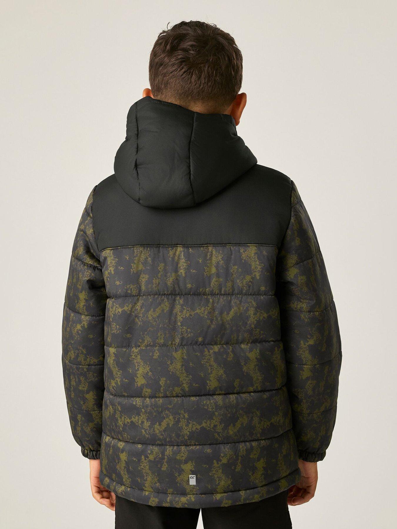 Image 2 of 7 of Regatta Kids Lofthouse Baffled/quilted Jacket -black/distress Camo(golden Cypress)