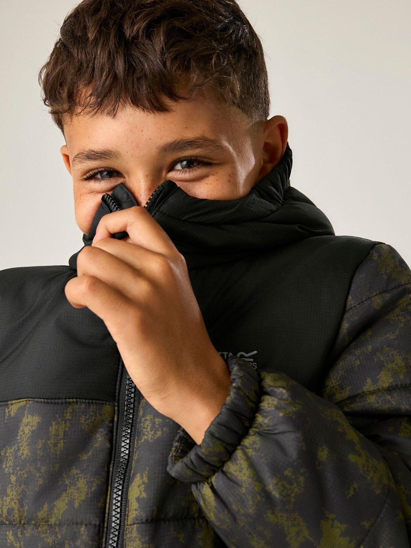 Image 5 of 7 of Regatta Kids Lofthouse Baffled/quilted Jacket -black/distress Camo(golden Cypress)
