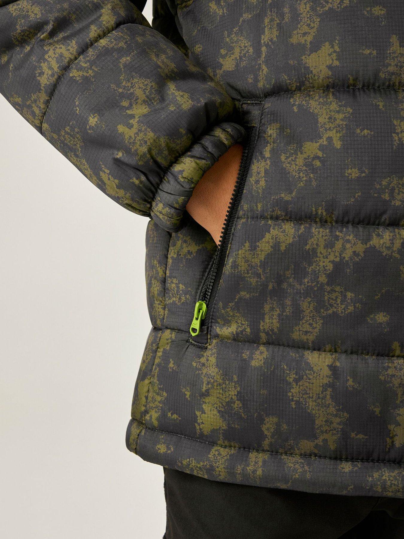 Image 6 of 7 of Regatta Kids Lofthouse Baffled/quilted Jacket -black/distress Camo(golden Cypress)