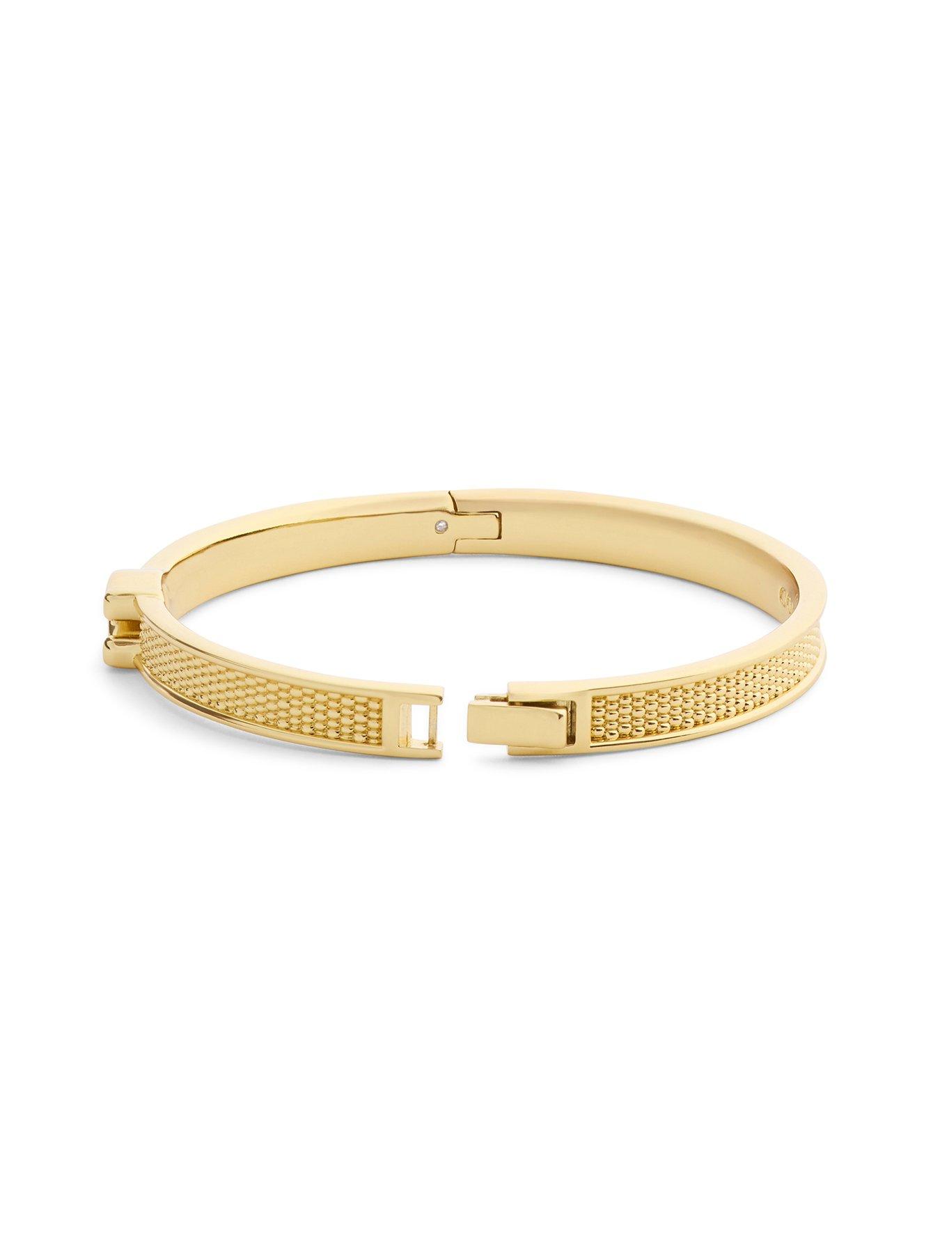 Image 3 of 3 of COACH Textured Coach Hinged Bangle - Gold