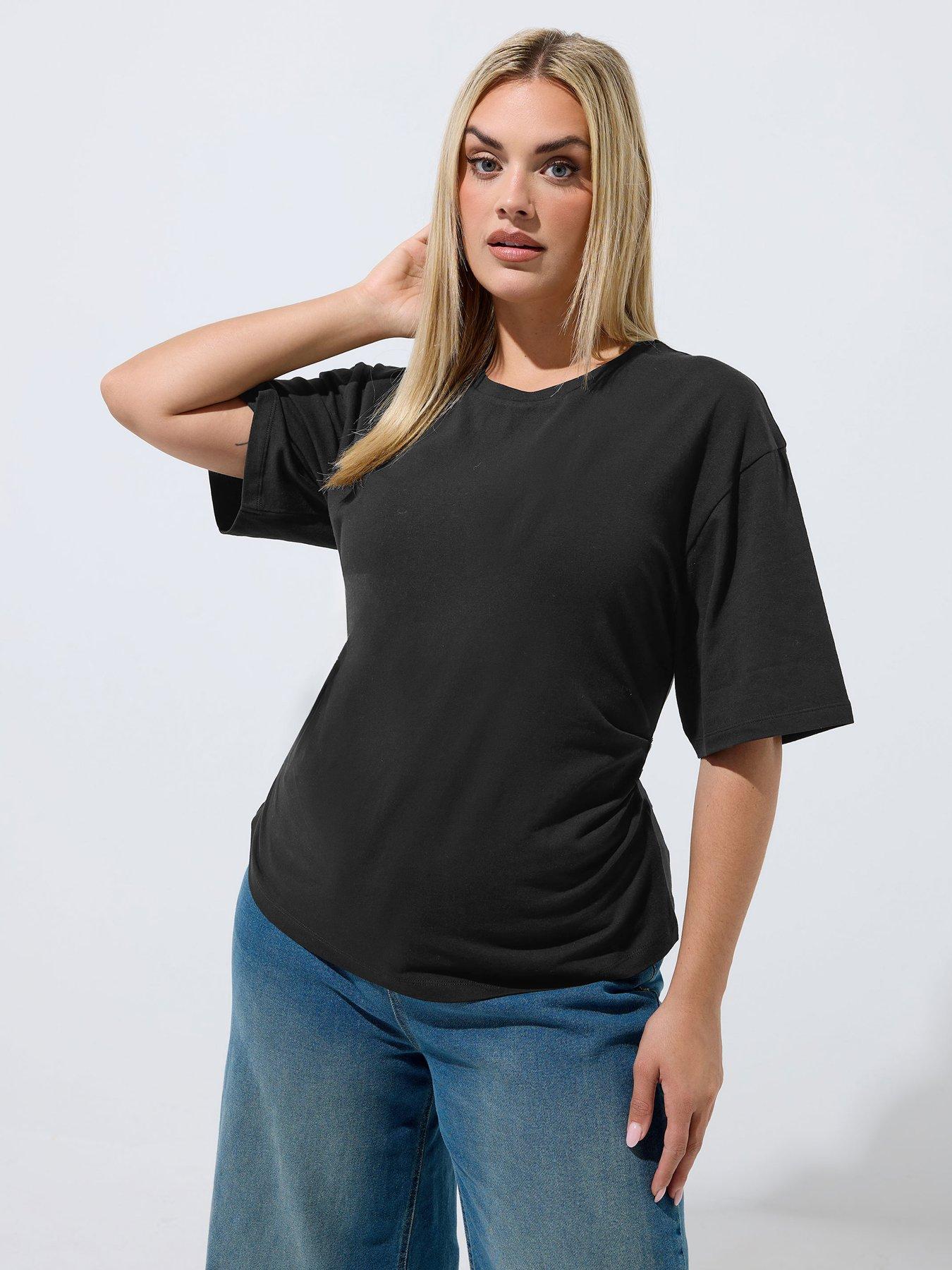 Yours Curve Corset Seam T-Shirt - Black