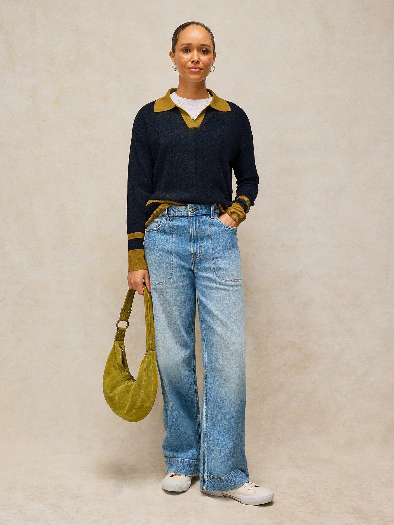 Image 3 of 5 of White Stuff Cara Collared Knitted Jumper - Blue