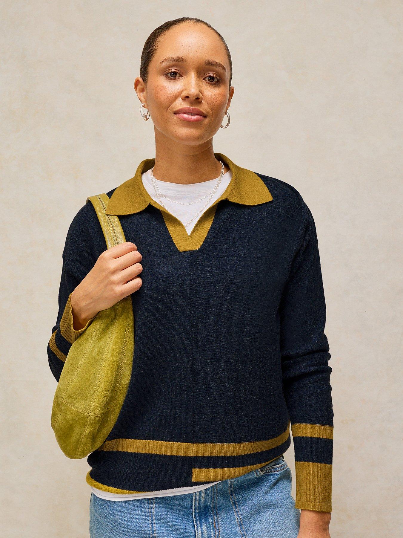 Image 4 of 5 of White Stuff Cara Collared Knitted Jumper - Blue