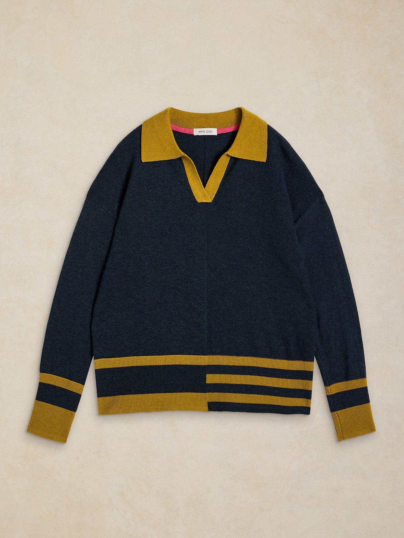 Image 5 of 5 of White Stuff Cara Collared Knitted Jumper - Blue