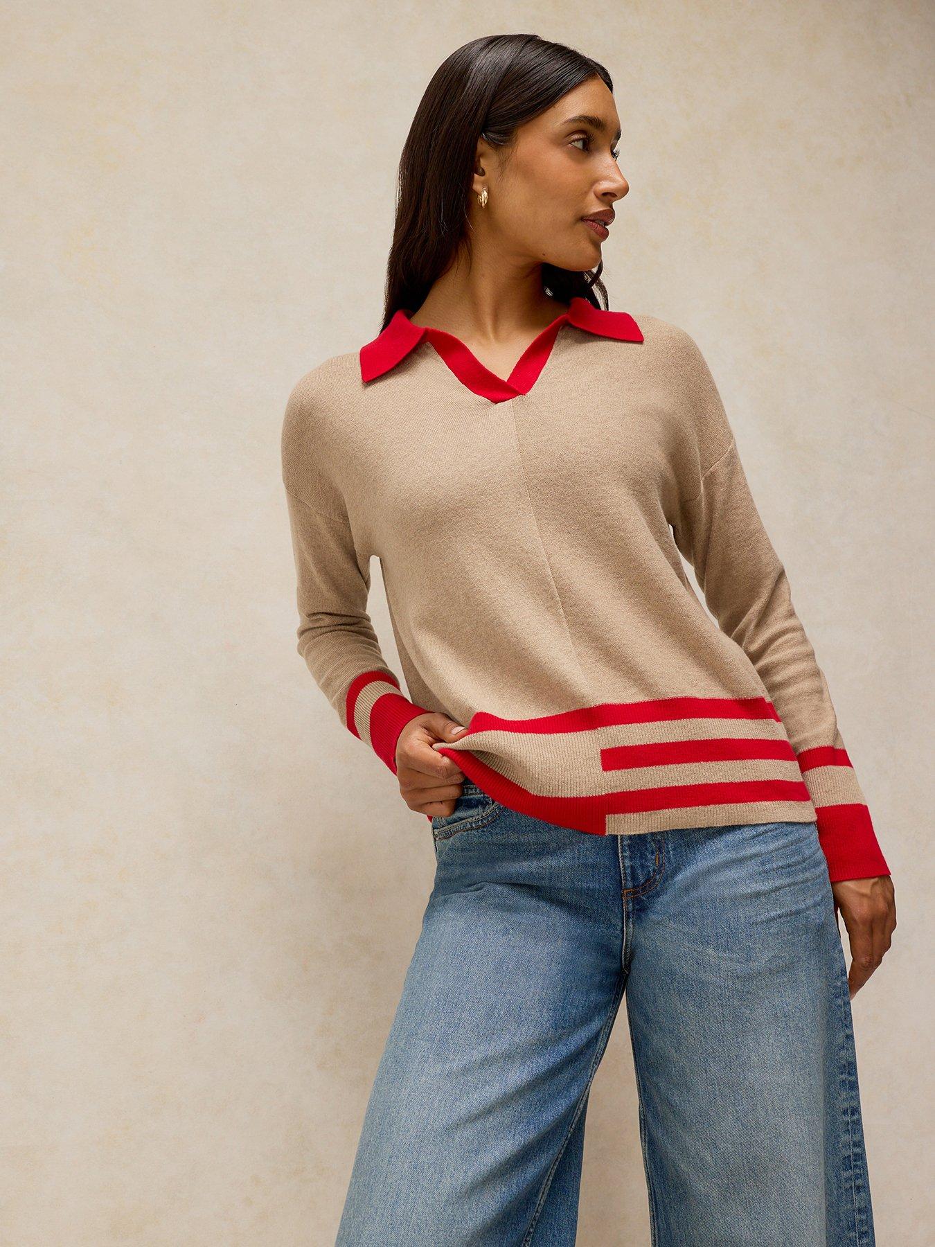 White Stuff Cara Collar Jumper - Beige