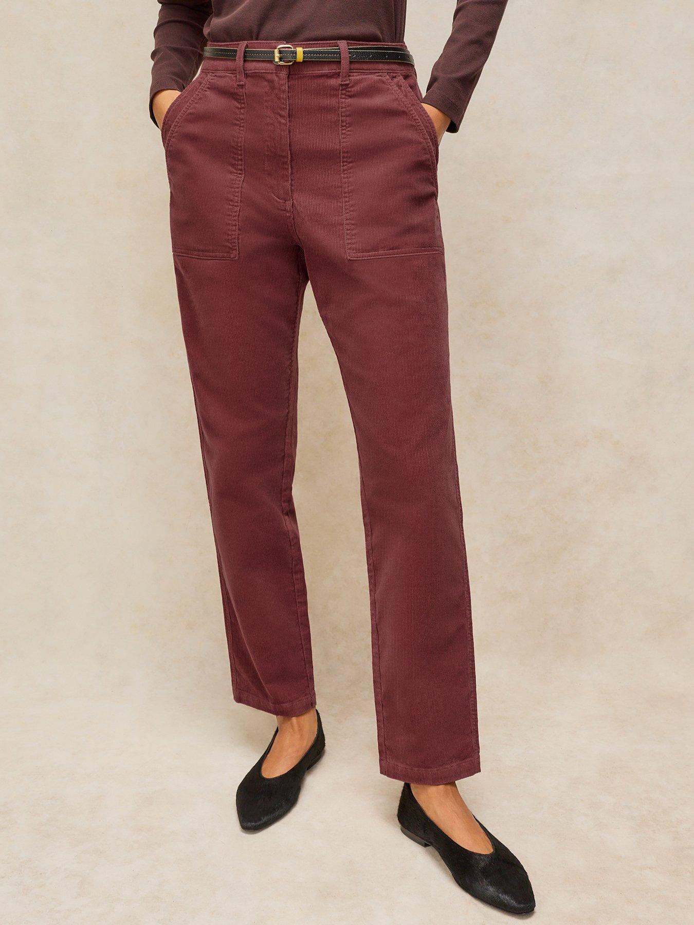 White Stuff Twister Cord Straight Leg Trousers - Red