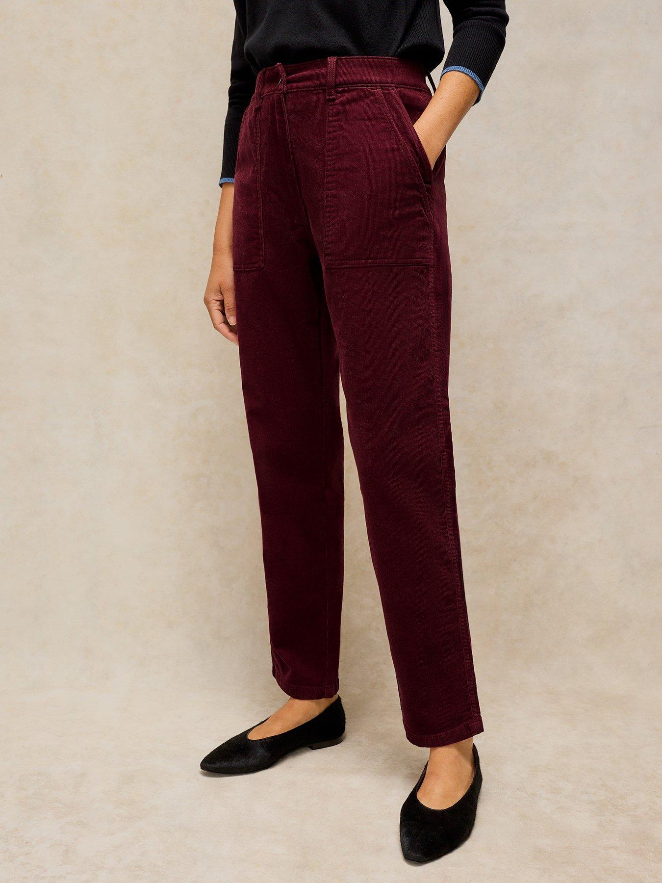 White Stuff Twister Corduroy Straight Leg Trousers - Red