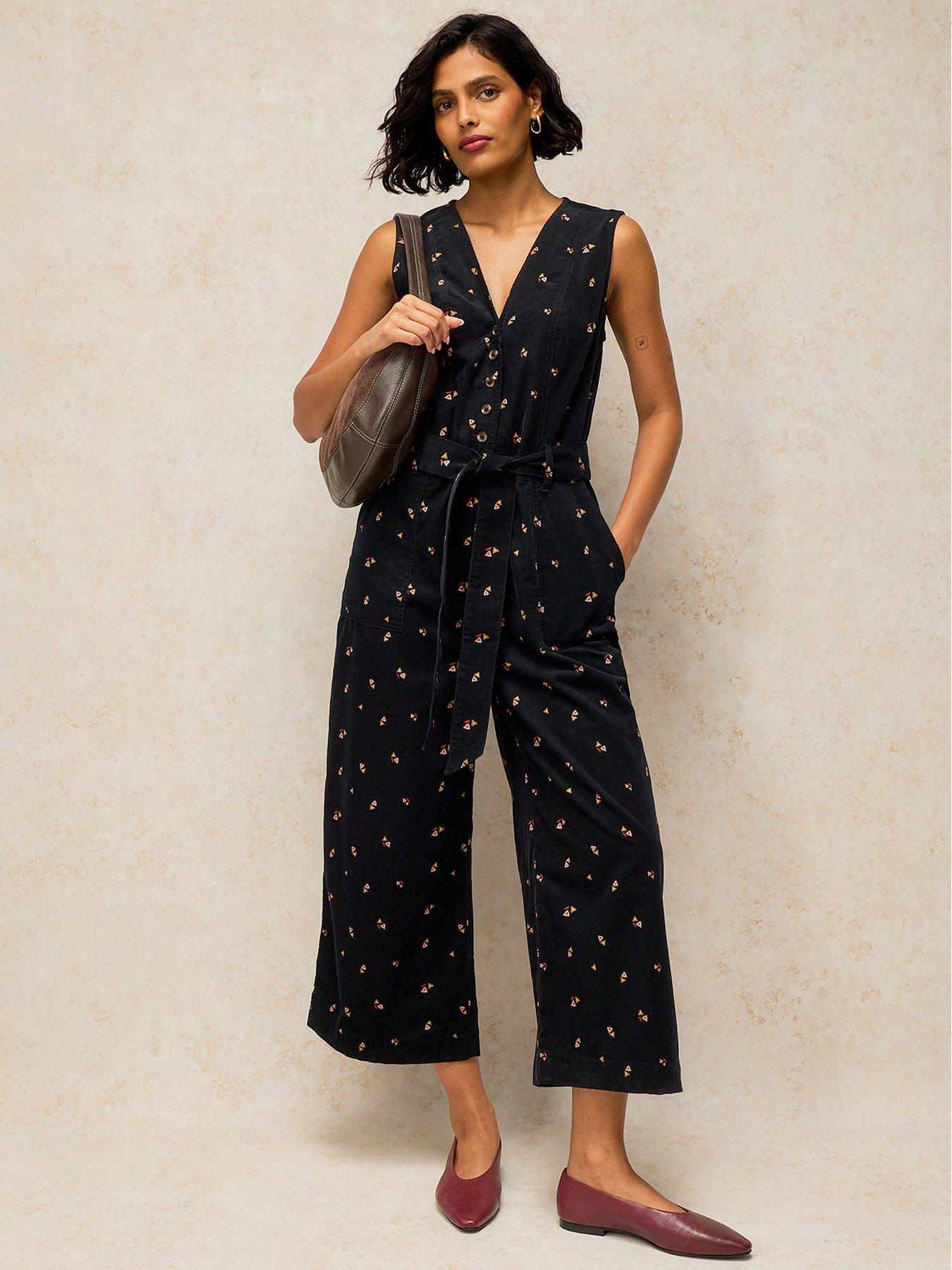 Image 1 of 5 of White Stuff Betty Cord Dungarees - Black