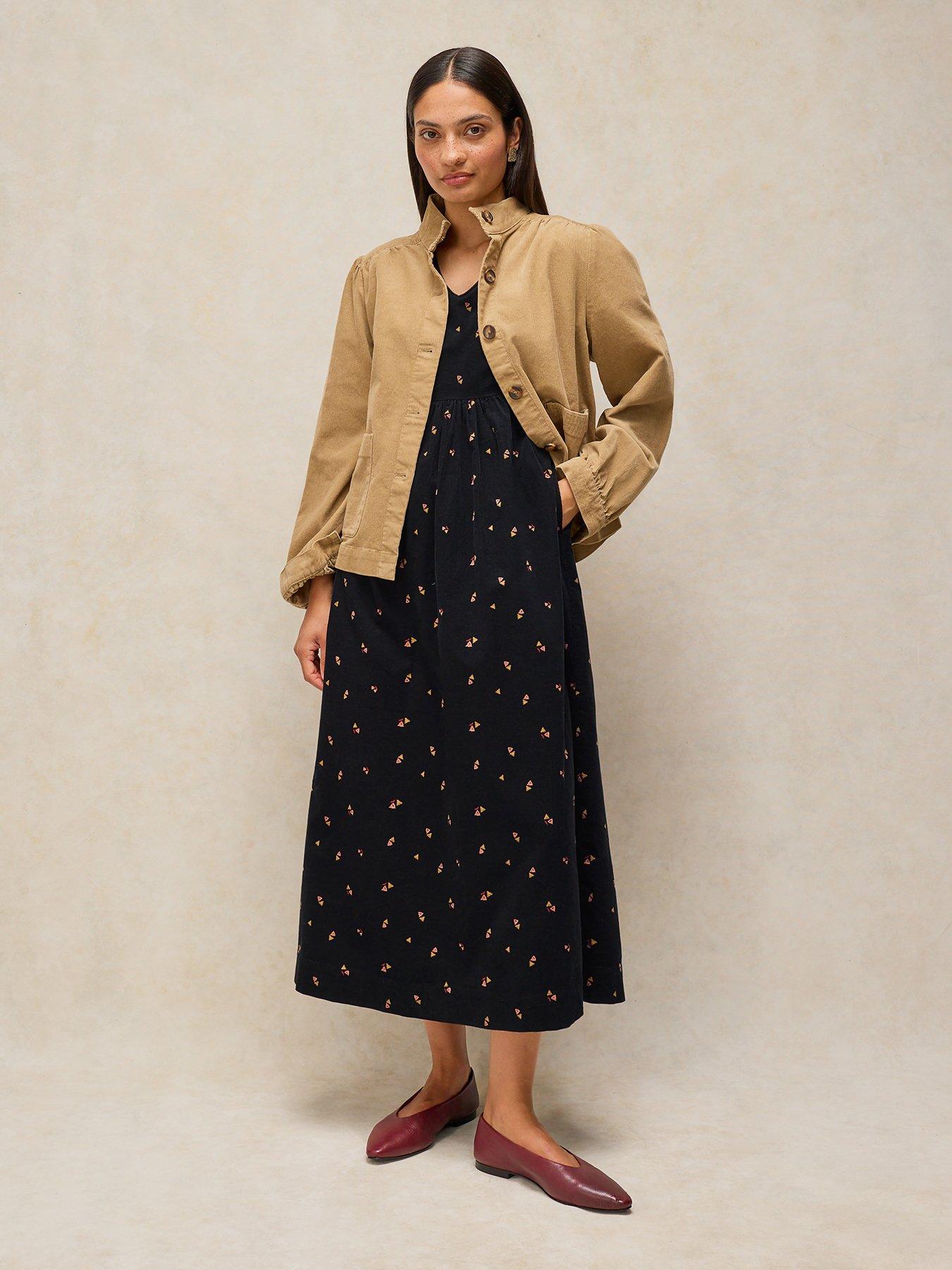 Image 3 of 5 of White Stuff Matilda Cord Printed Midaxi Dress - Black