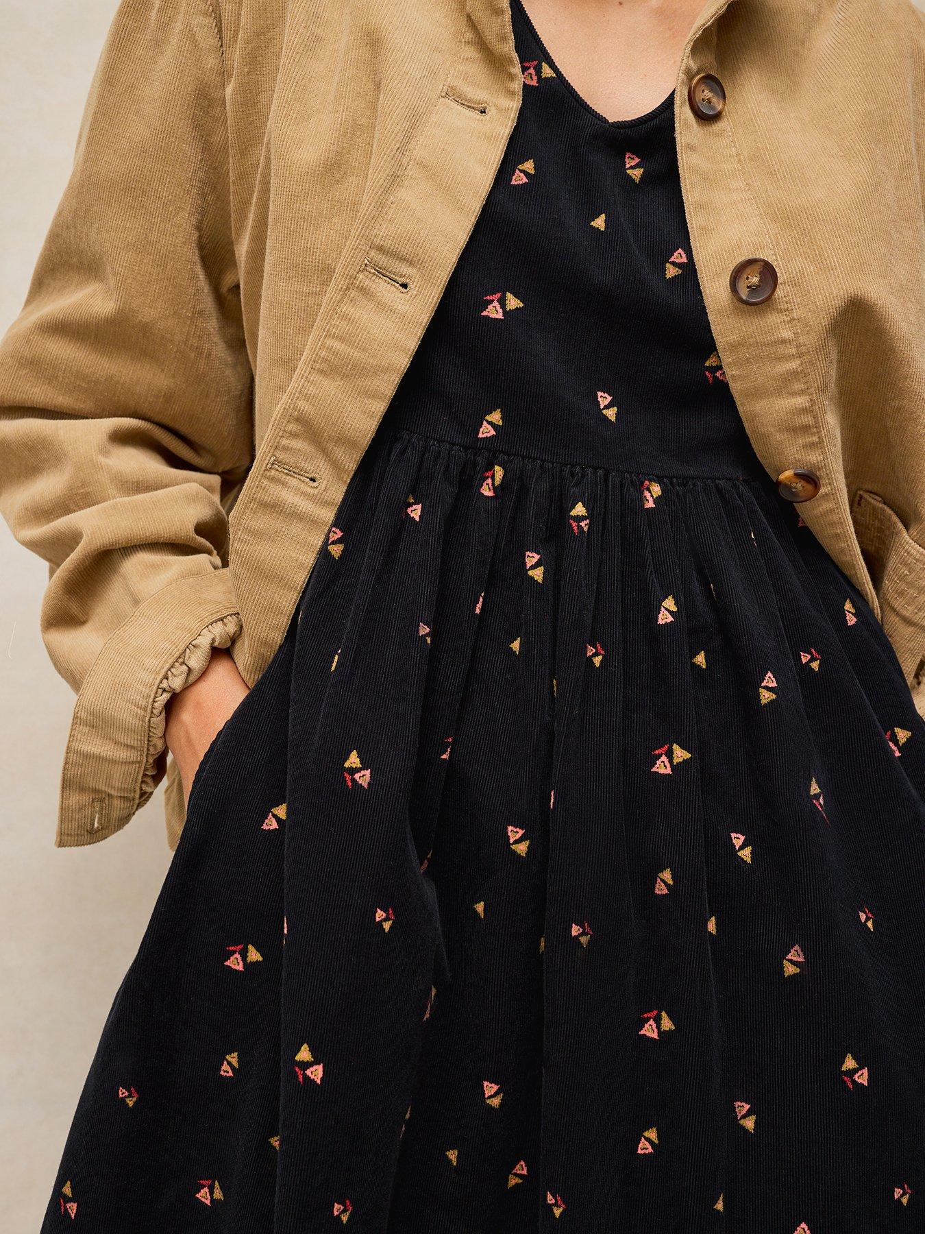 Image 4 of 5 of White Stuff Matilda Cord Printed Midaxi Dress - Black