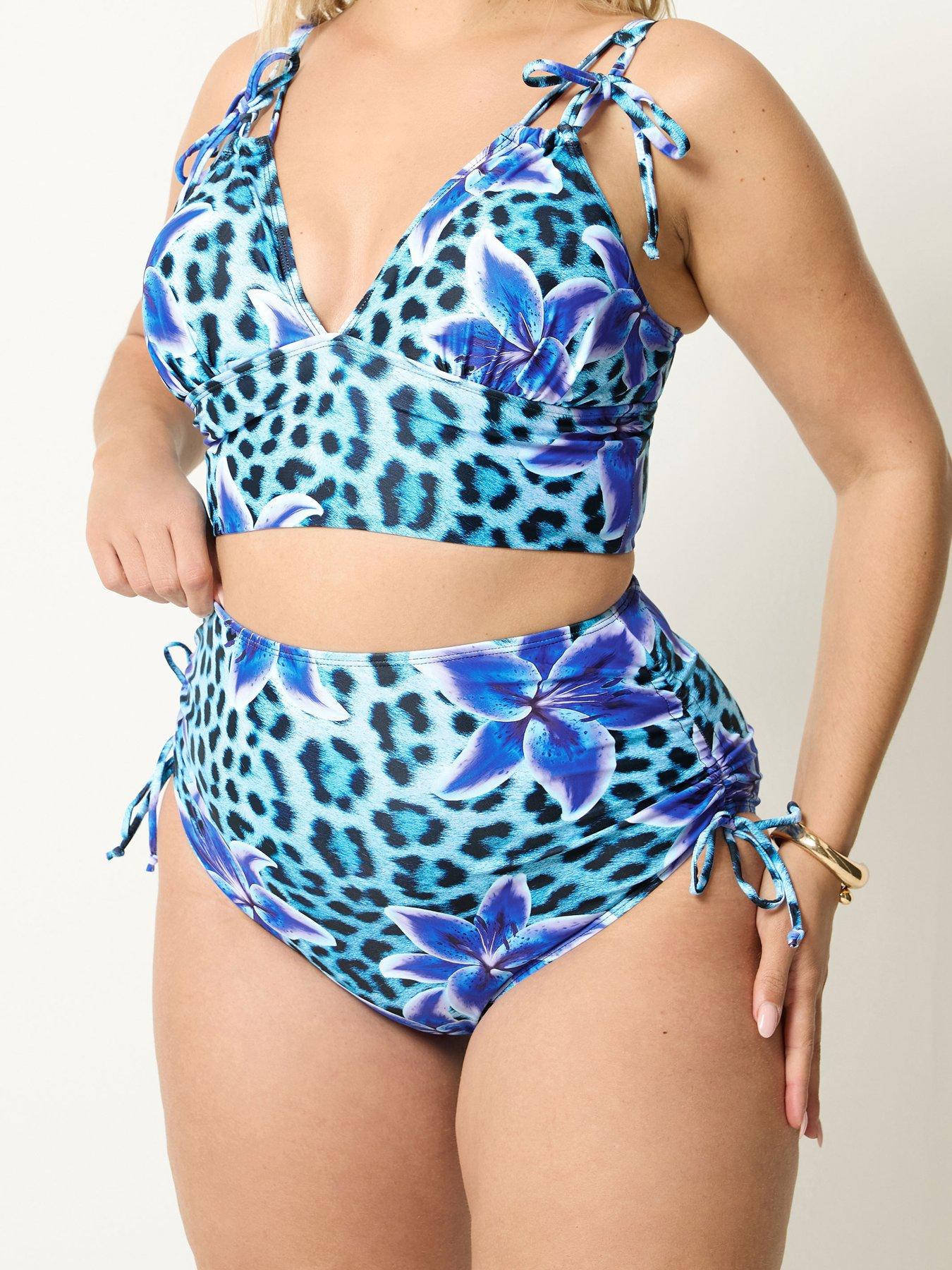 Image 1 of 3 of Yours Curve Animal Lily Bikini Top