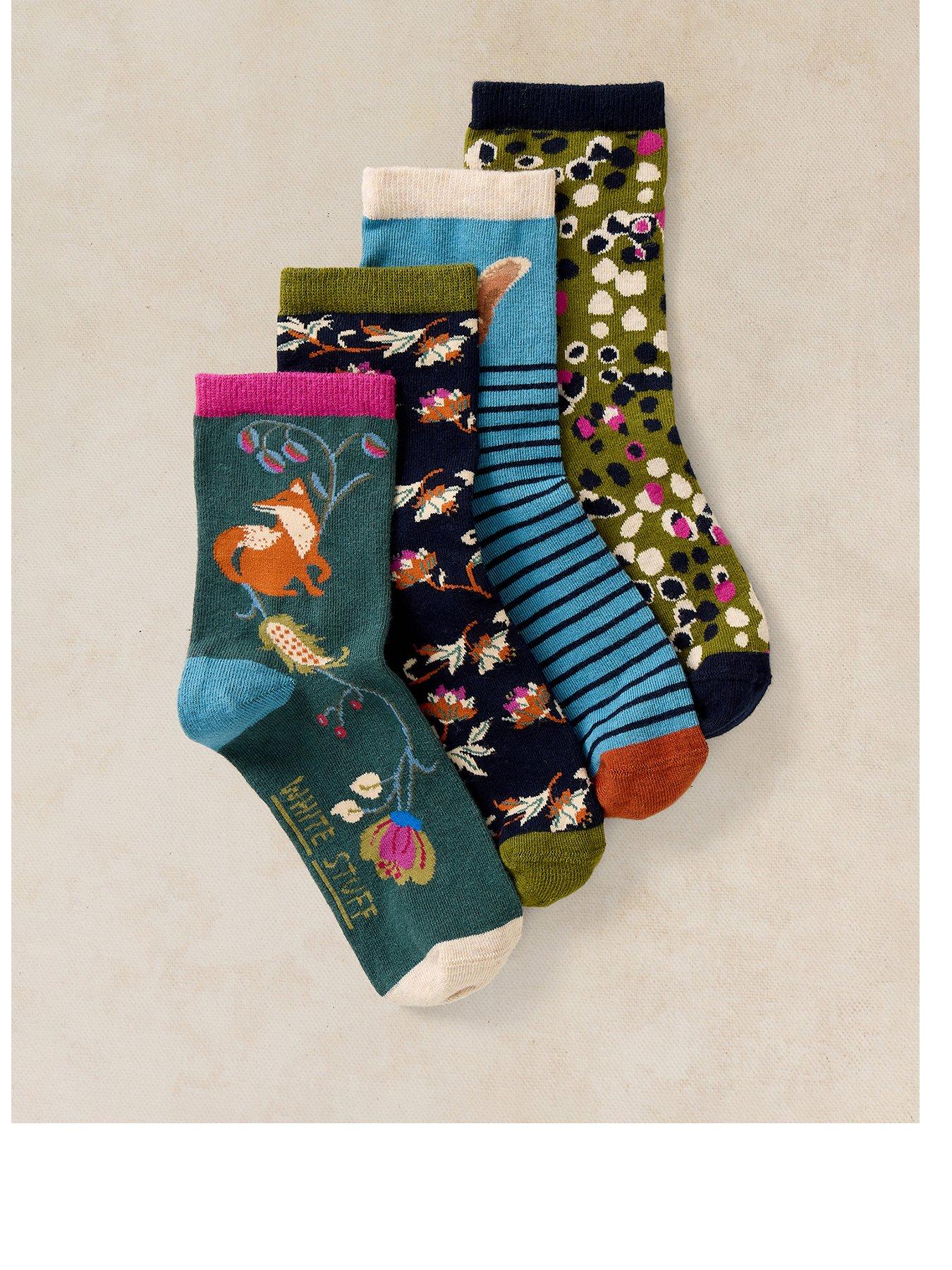 White Stuff 4Pack Garden Animal Socks - Green