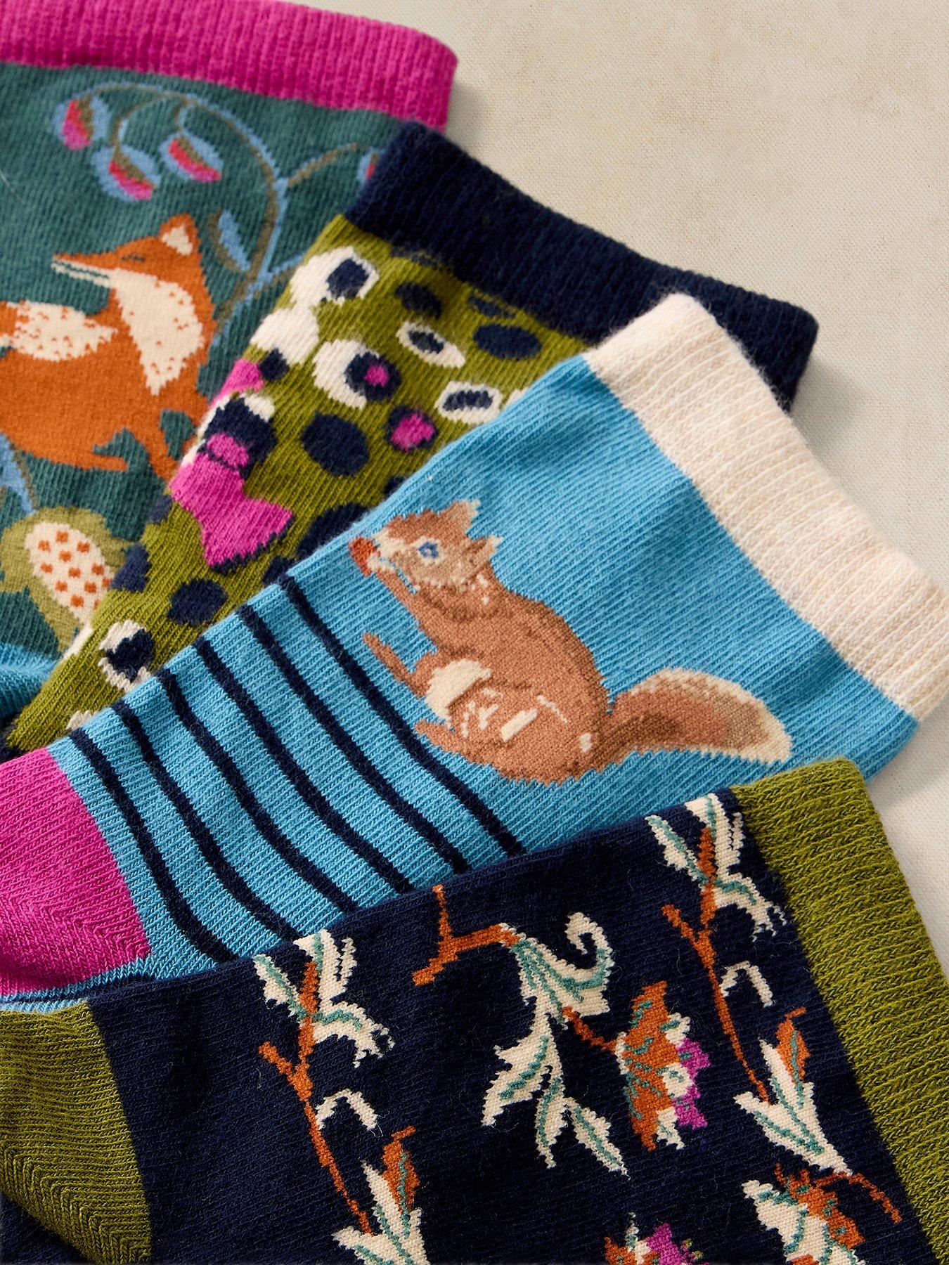 Image 2 of 4 of White Stuff 4Pack Garden Animal Socks - Green
