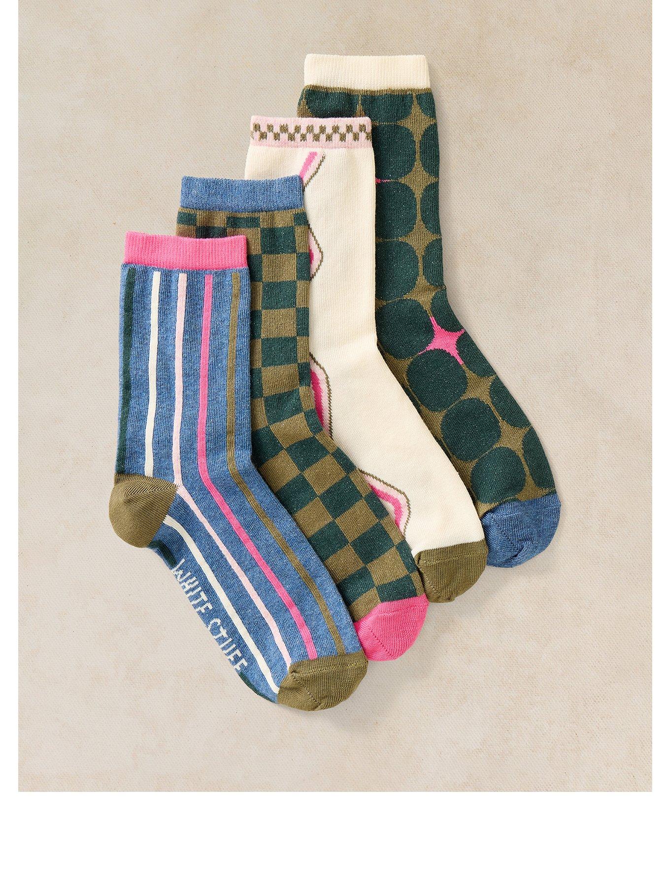 White Stuff 4Pack Geo Print Ankle Socks - Blue