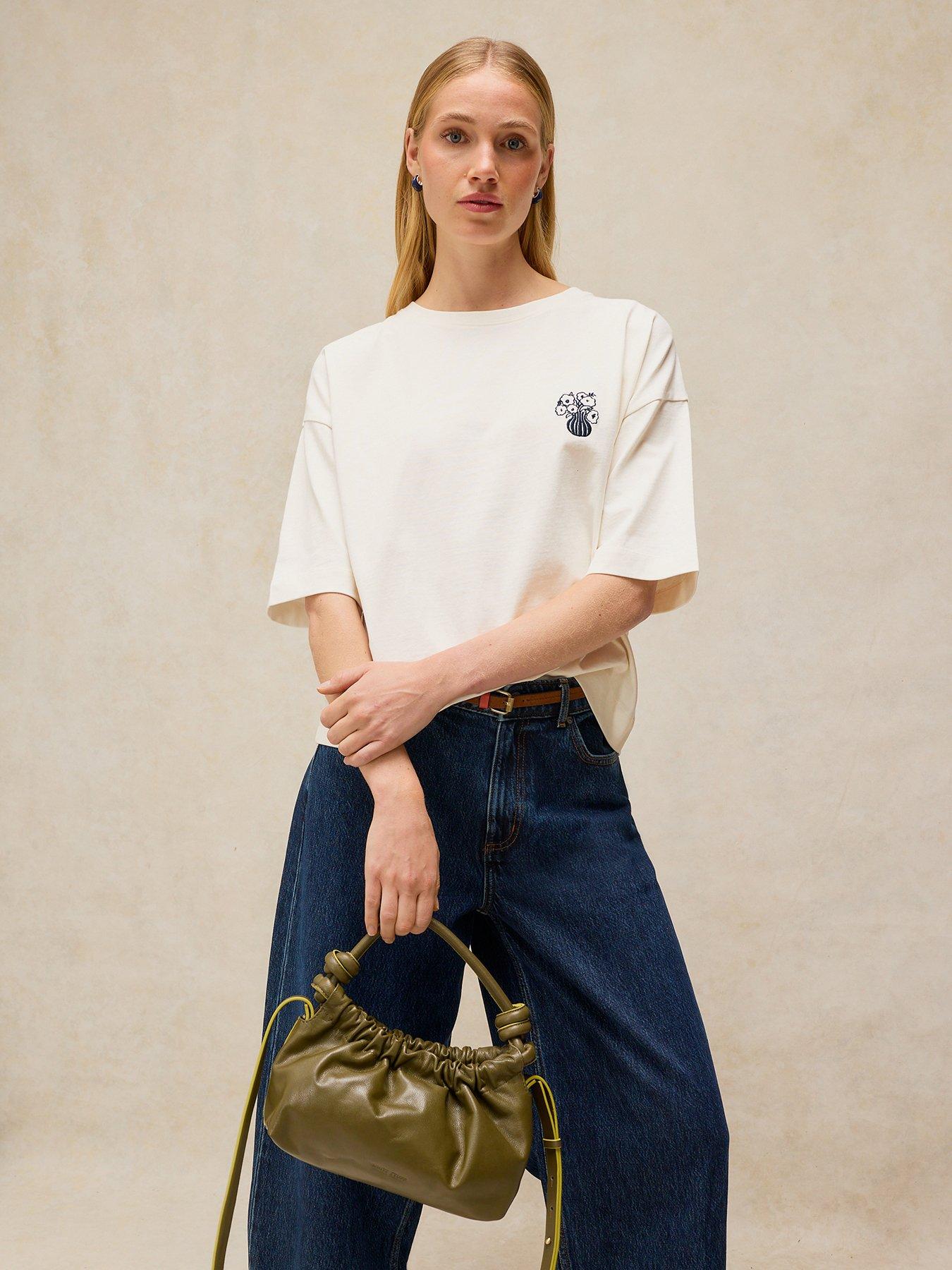 White Stuff Katya Embroidered T-Shirt - Cream