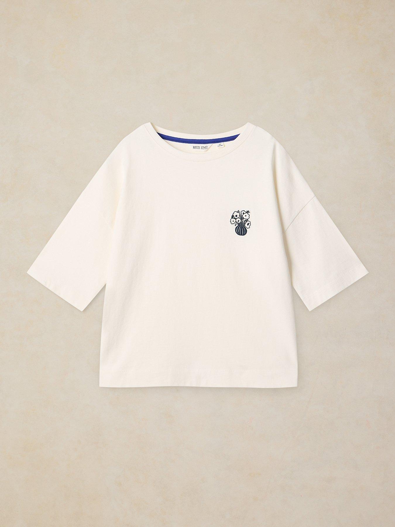 Image 5 of 6 of White Stuff Katya Embroidered T-Shirt - Cream