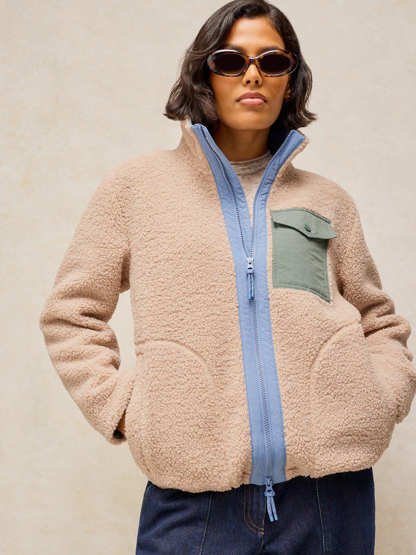 Image 1 of 5 of White Stuff Borg Zip Through Jacket - Cream