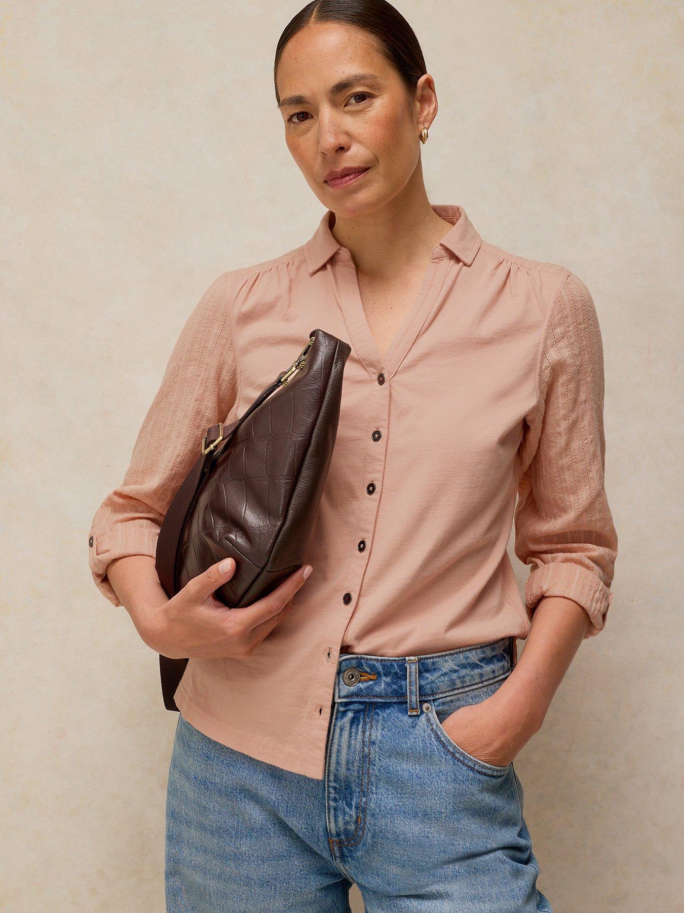 Image 1 of 6 of White Stuff Annie Mix Jersey Shirt - Pink