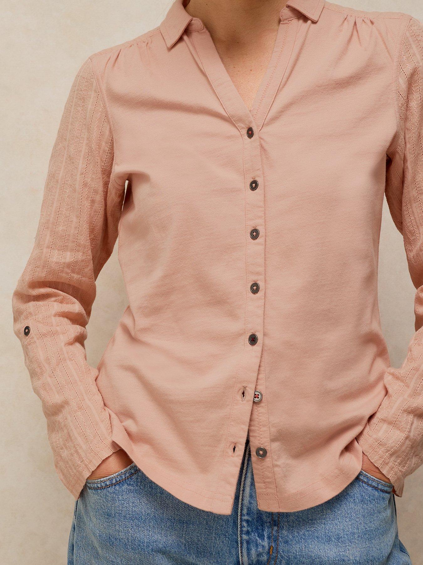 Image 4 of 6 of White Stuff Annie Mix Jersey Shirt - Pink