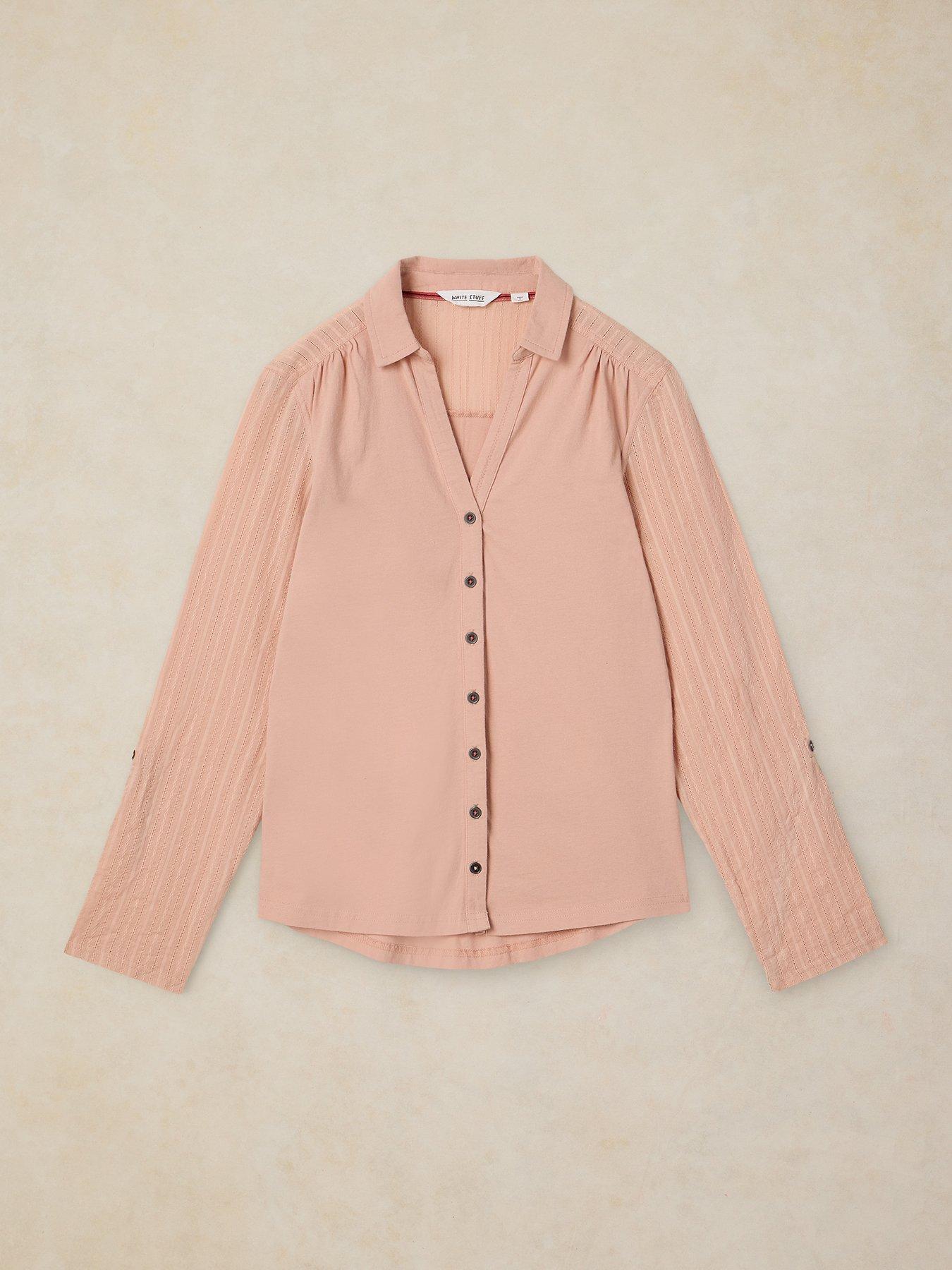Image 5 of 6 of White Stuff Annie Mix Jersey Shirt - Pink
