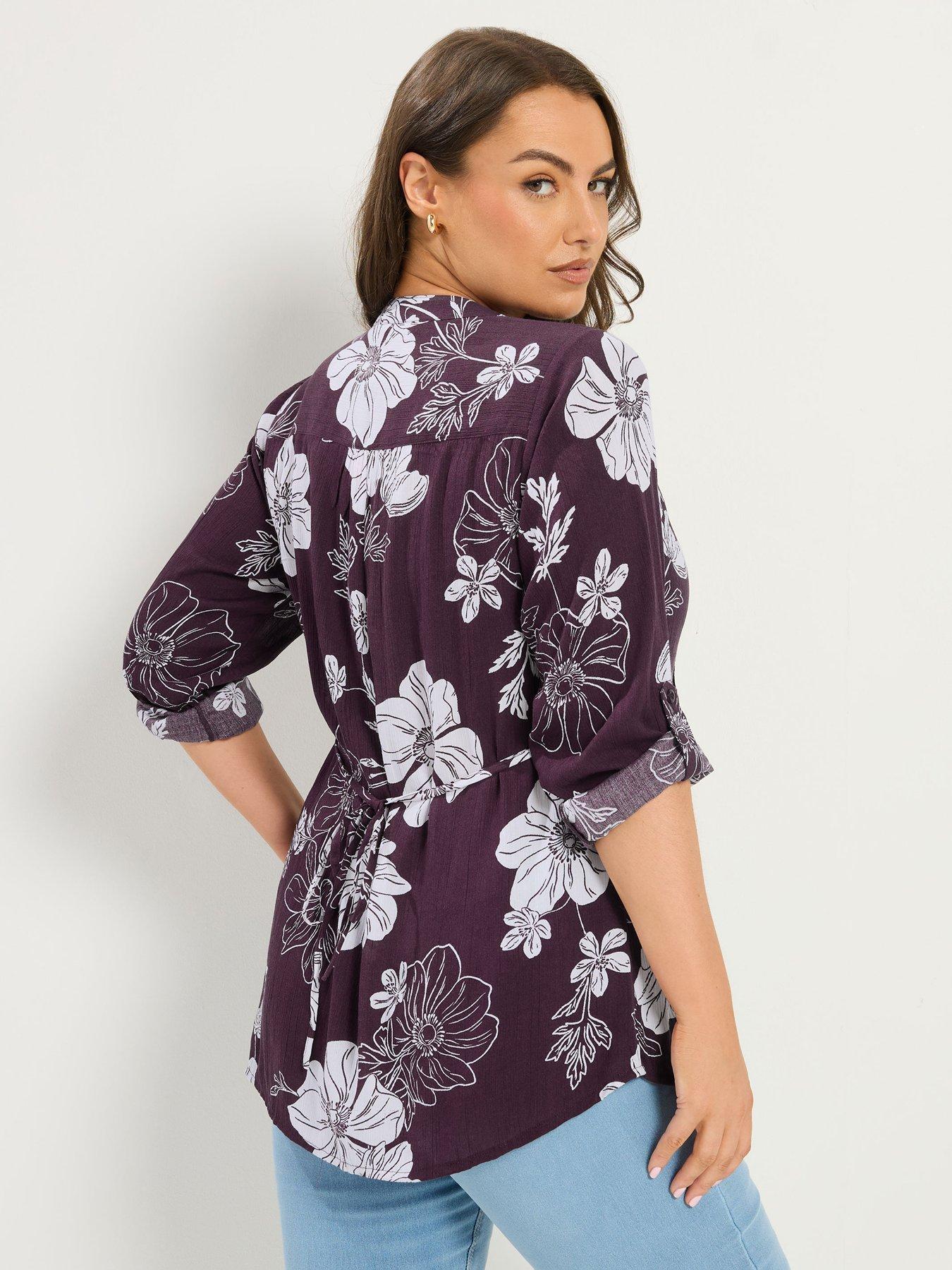 Image 2 of 4 of Yours Curve Floral Pintuck - Purple