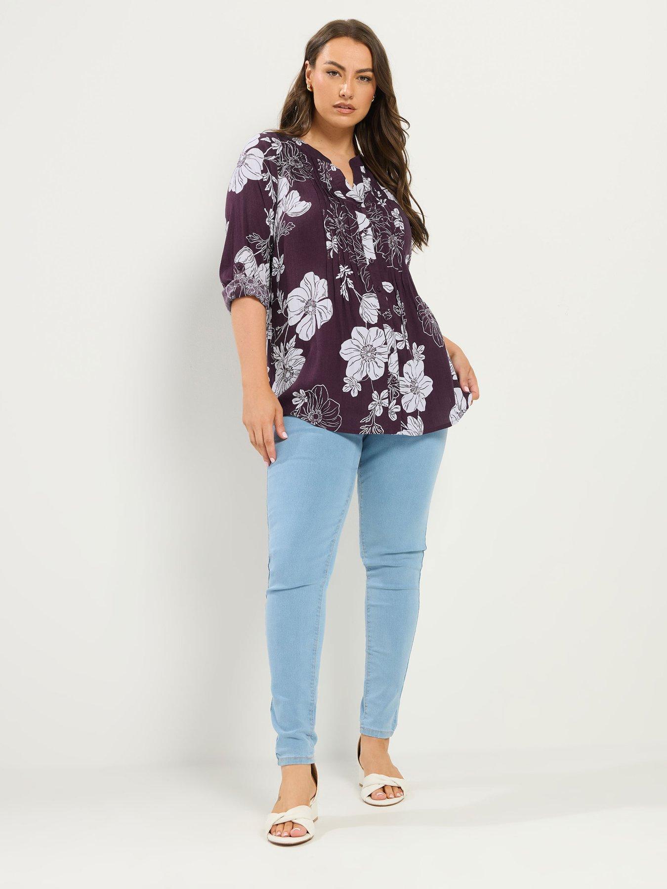 Image 3 of 4 of Yours Curve Floral Pintuck - Purple