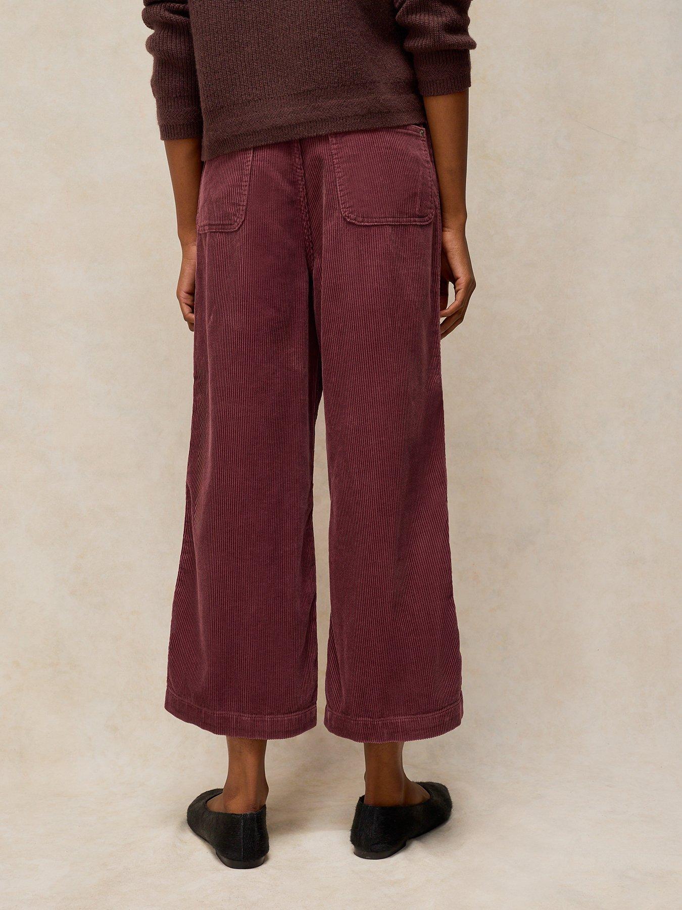 Image 2 of 5 of White Stuff Womens Tia Cord Wide Leg Cropped Trousers - Pink