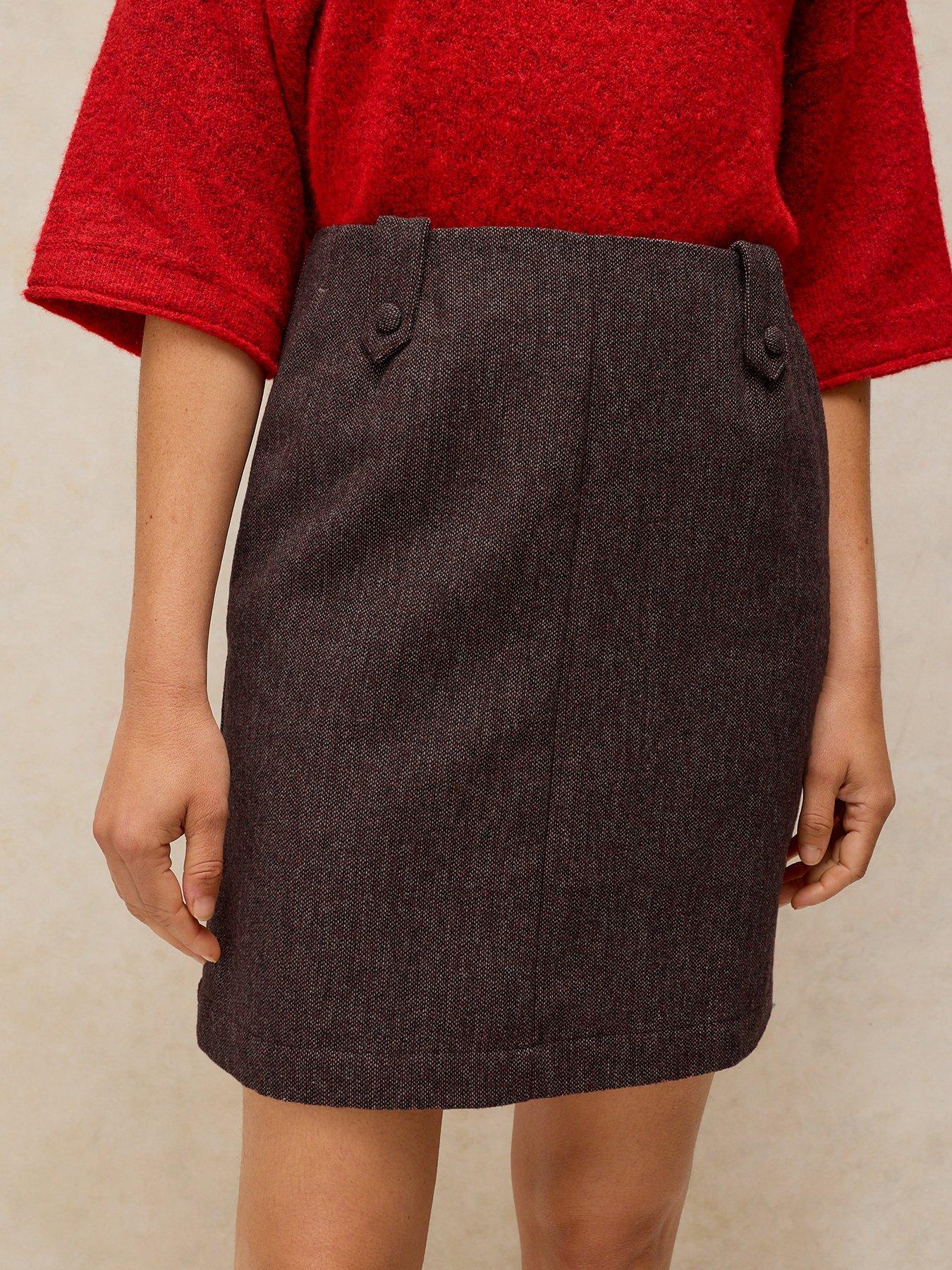 White Stuff Cora Tweedy Straight Skirt - Purple