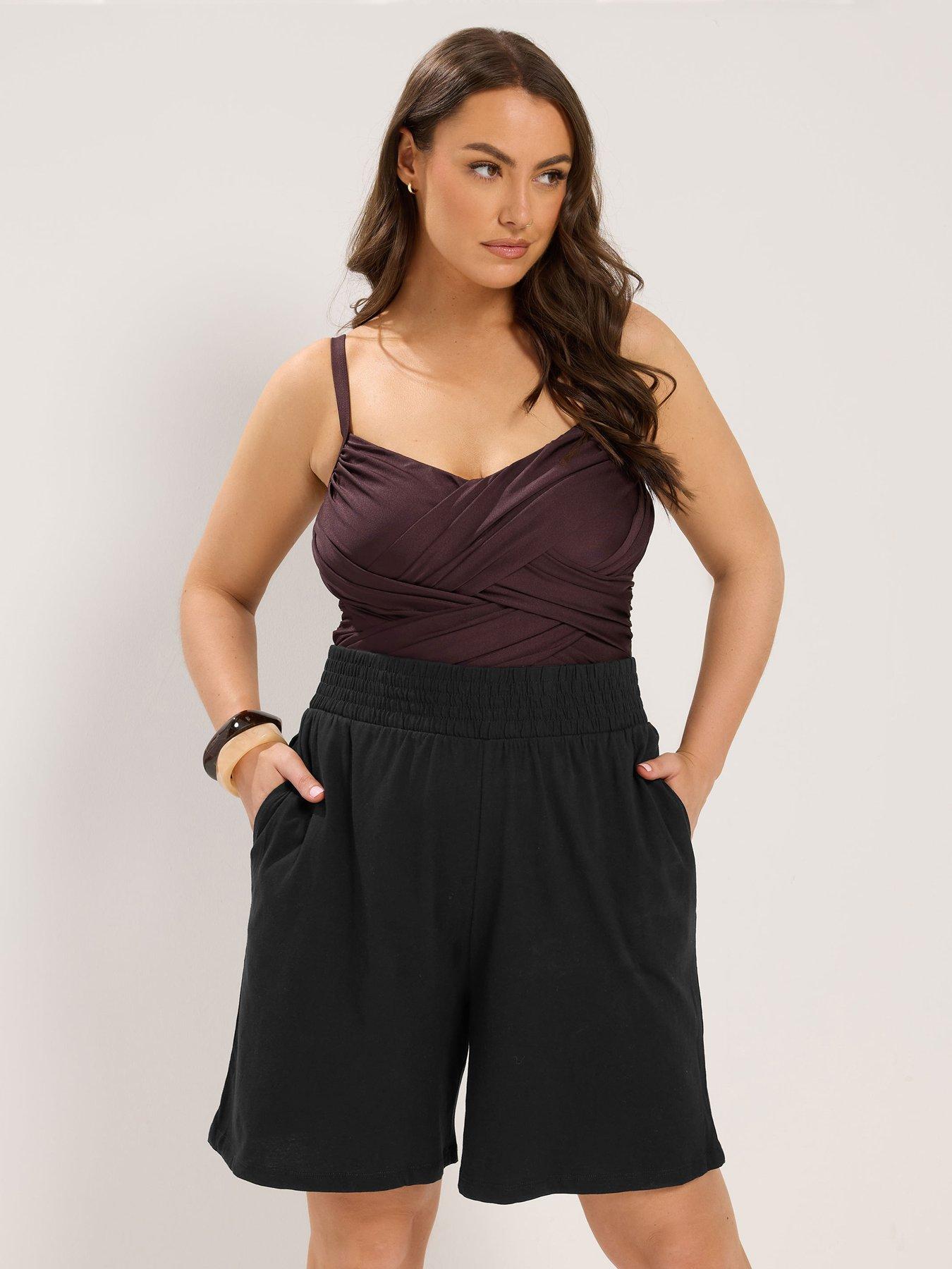 Yours Curve Jersey Shirred Shorts