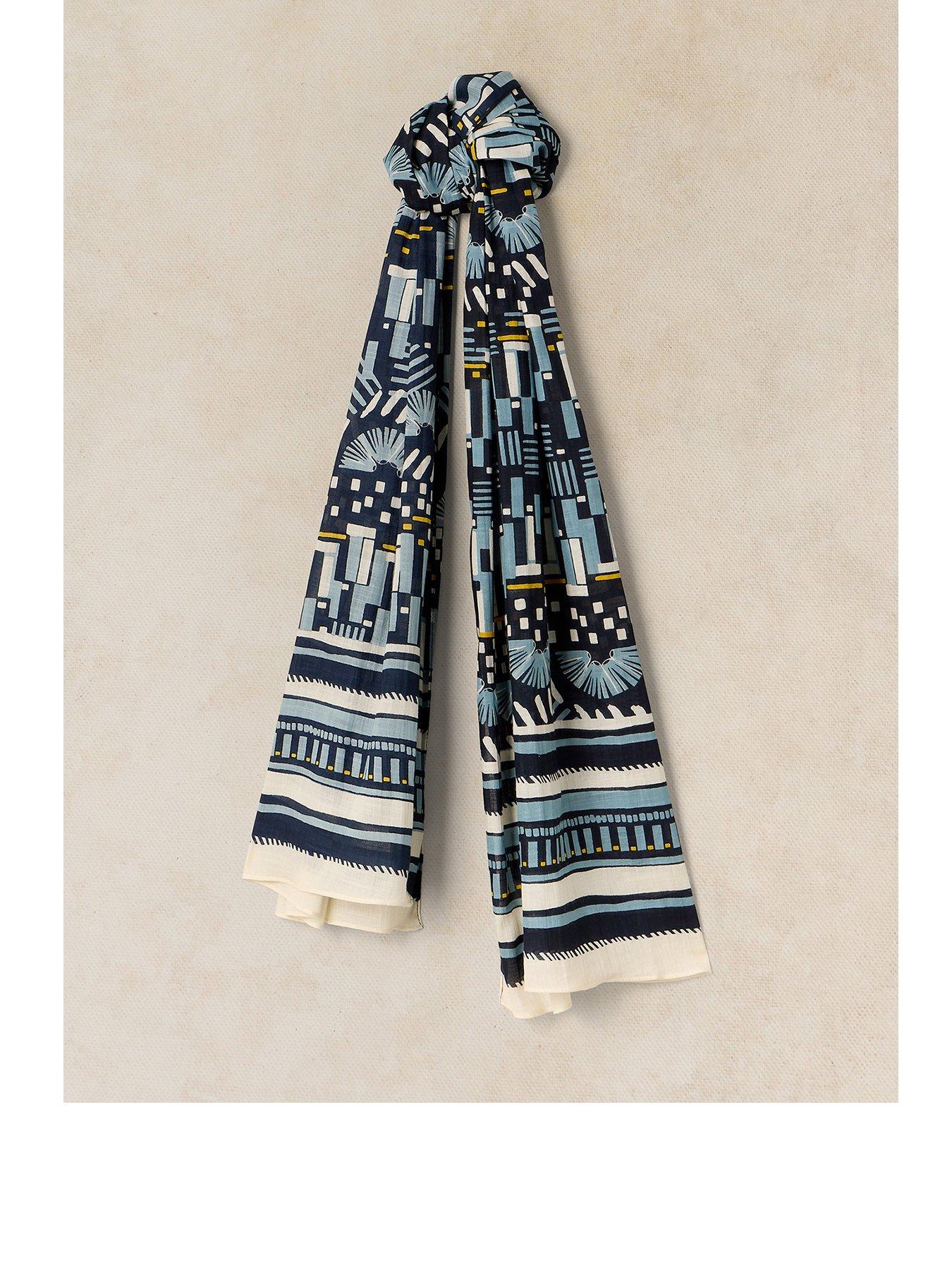 Image 1 of 3 of White Stuff Callie Printed Scarf - Blue